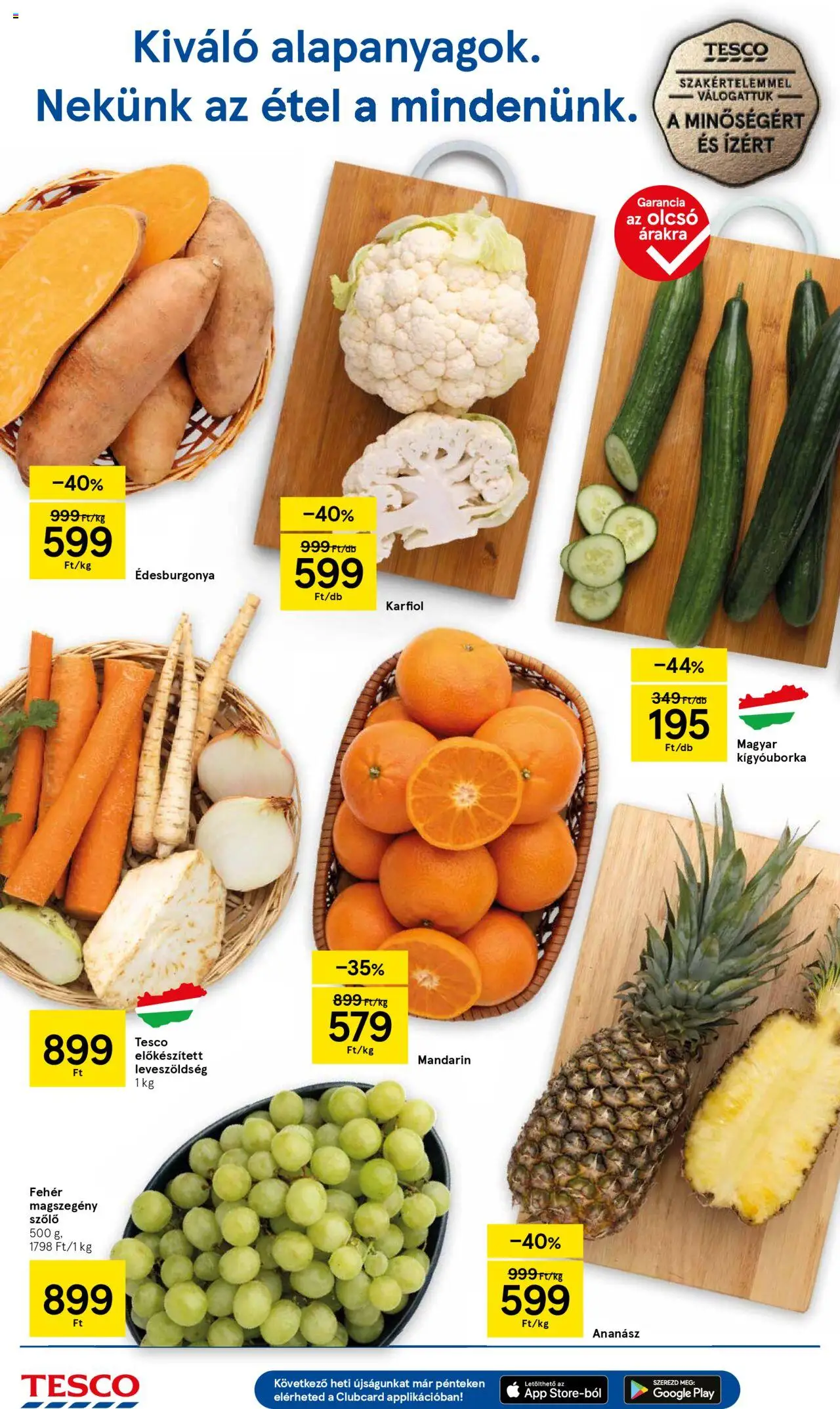 Tesco akciós ujság - amely érvényes a következő dátumtól: 16.10.2025 | Oldal: 2 | Termékek: Szőlő, Karfiol, Édesburgonya, Mandarin