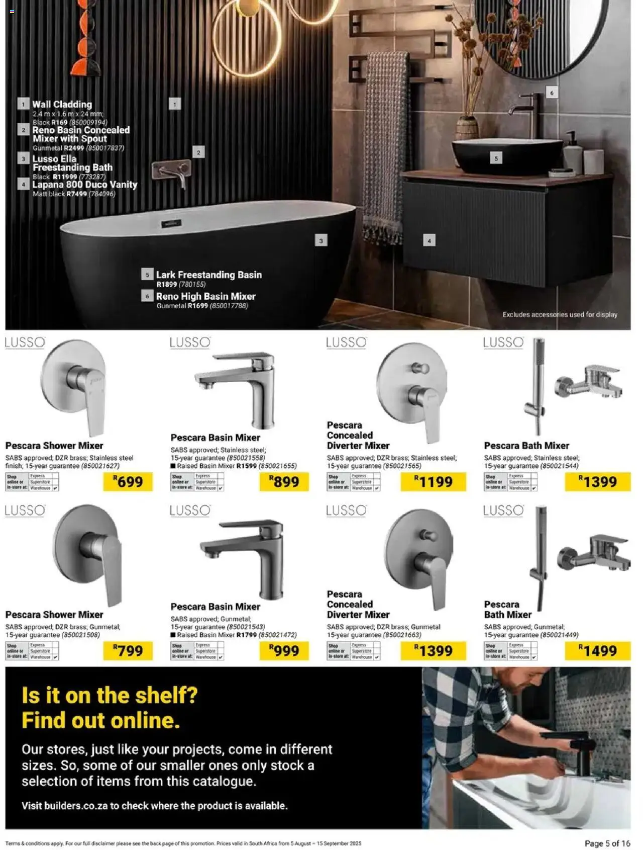 Builders - Your Bathroom Reimagined │ valid from 05.08.2025 | Page: 5 | Products: Mixer, Bath, Basin, Stock