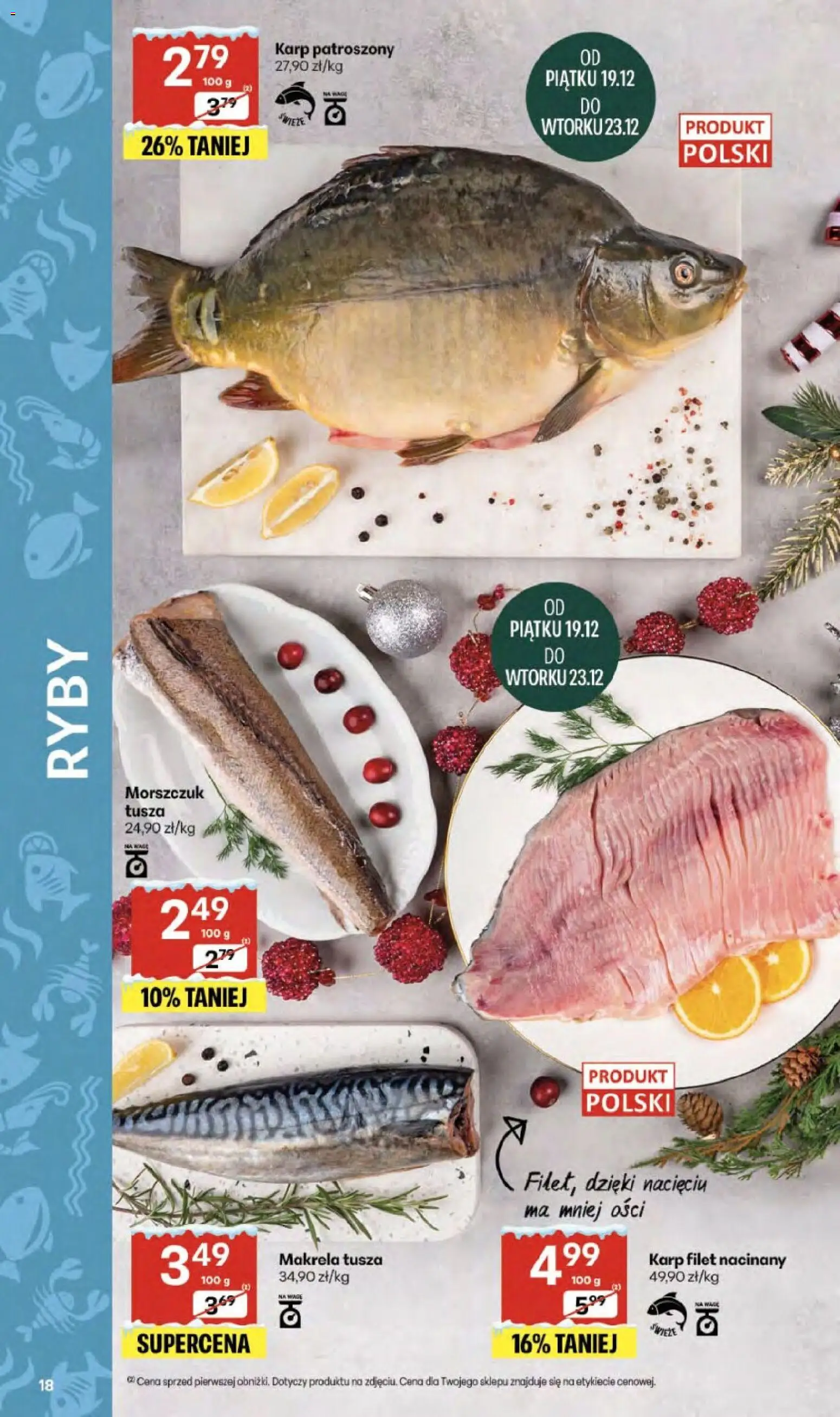 Delikatesy Centrum Gazetka - Sklepy Własne od 18.12.2025 | Strona: 18 | Produkty: Karp, Makrela, Morszczuk, Ryby