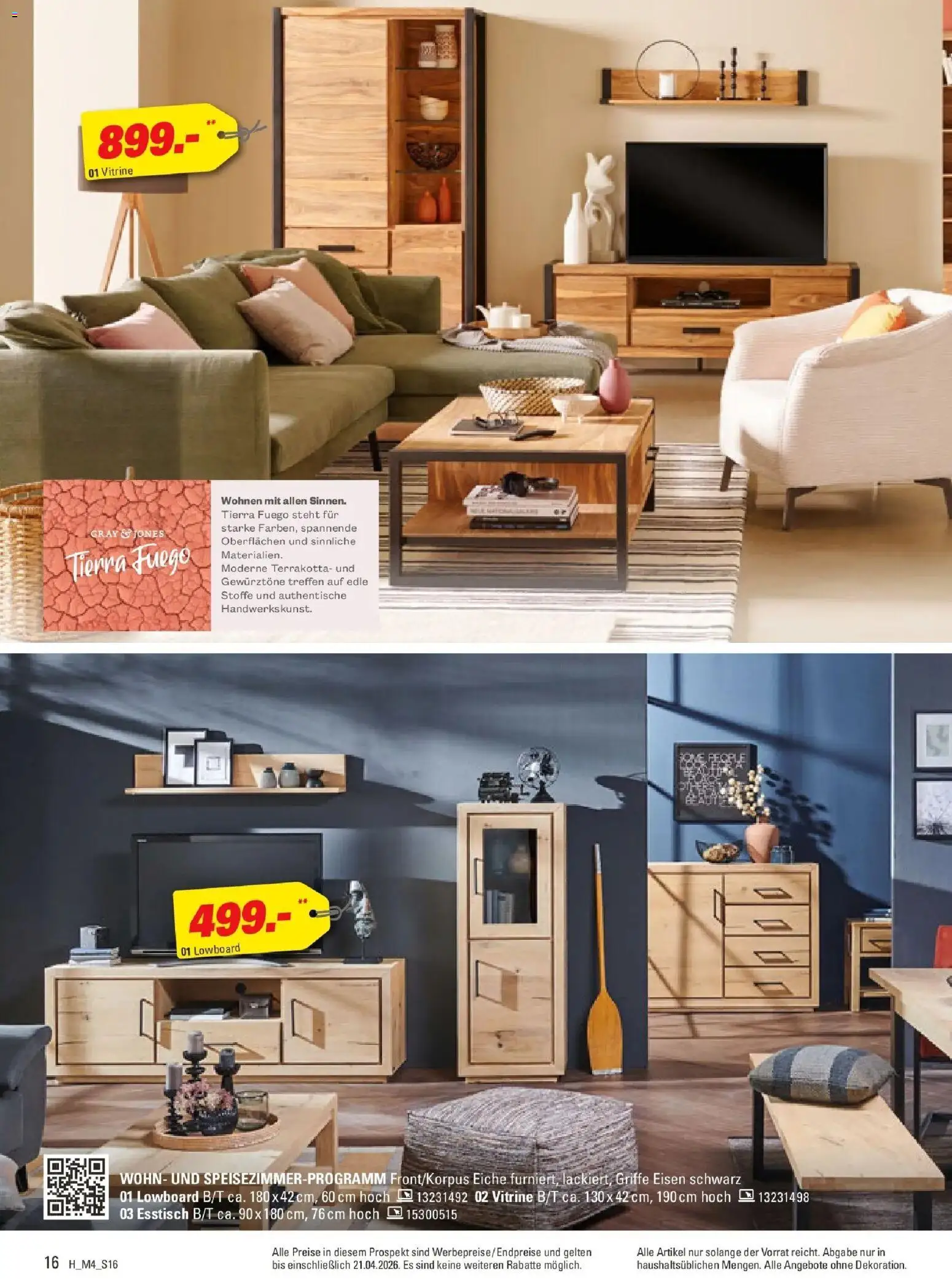 Höffner Prospekt Fuldabrück	 – gültig ab 01.04.2026 | Seite: 16 | Produkte: Lowboard, Esstisch, Vitrine