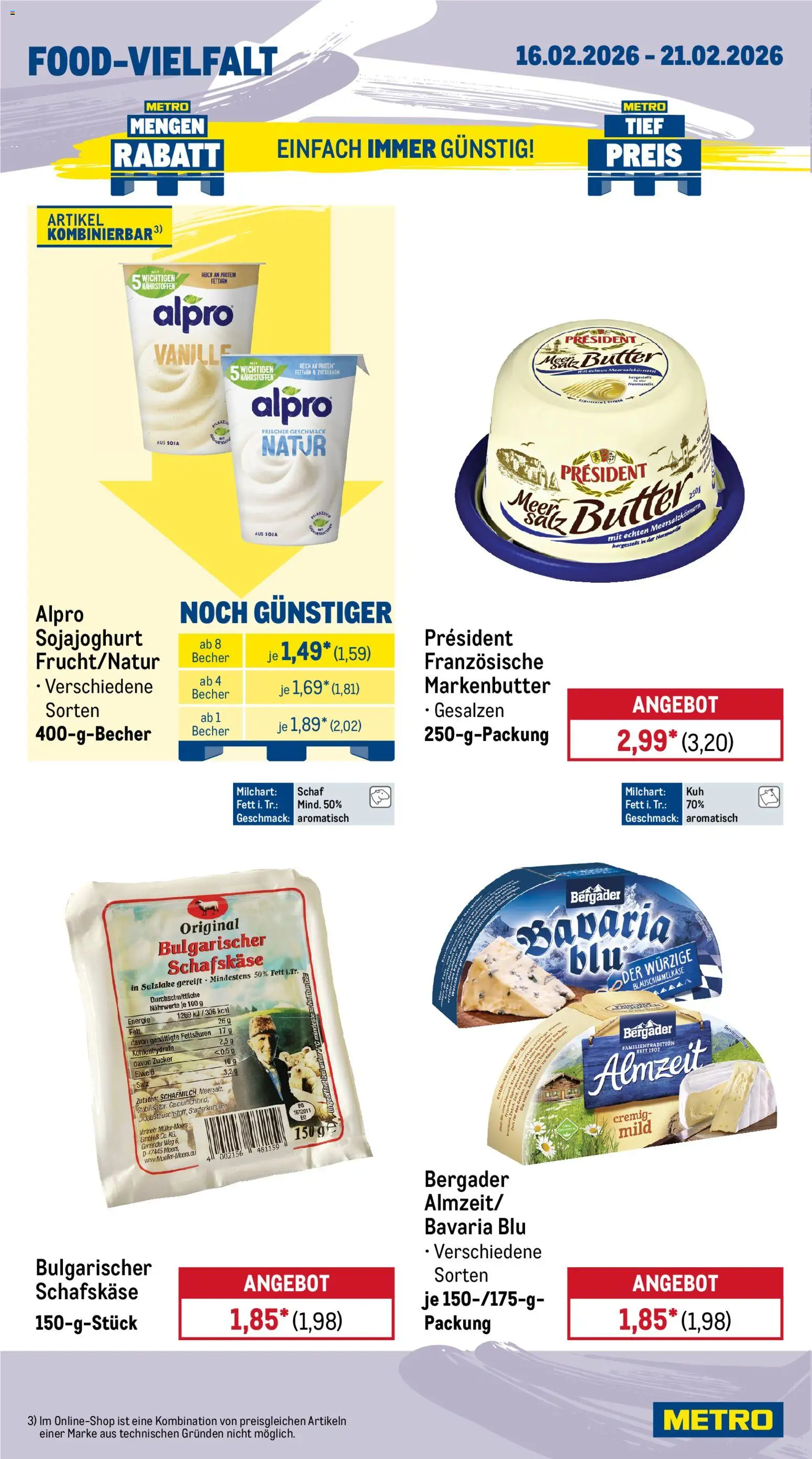 Metro Prospekt 	 – gültig ab 16.02.2026 | Seite: 10 | Produkte: Butter, Alpro, Salz, Schafskase