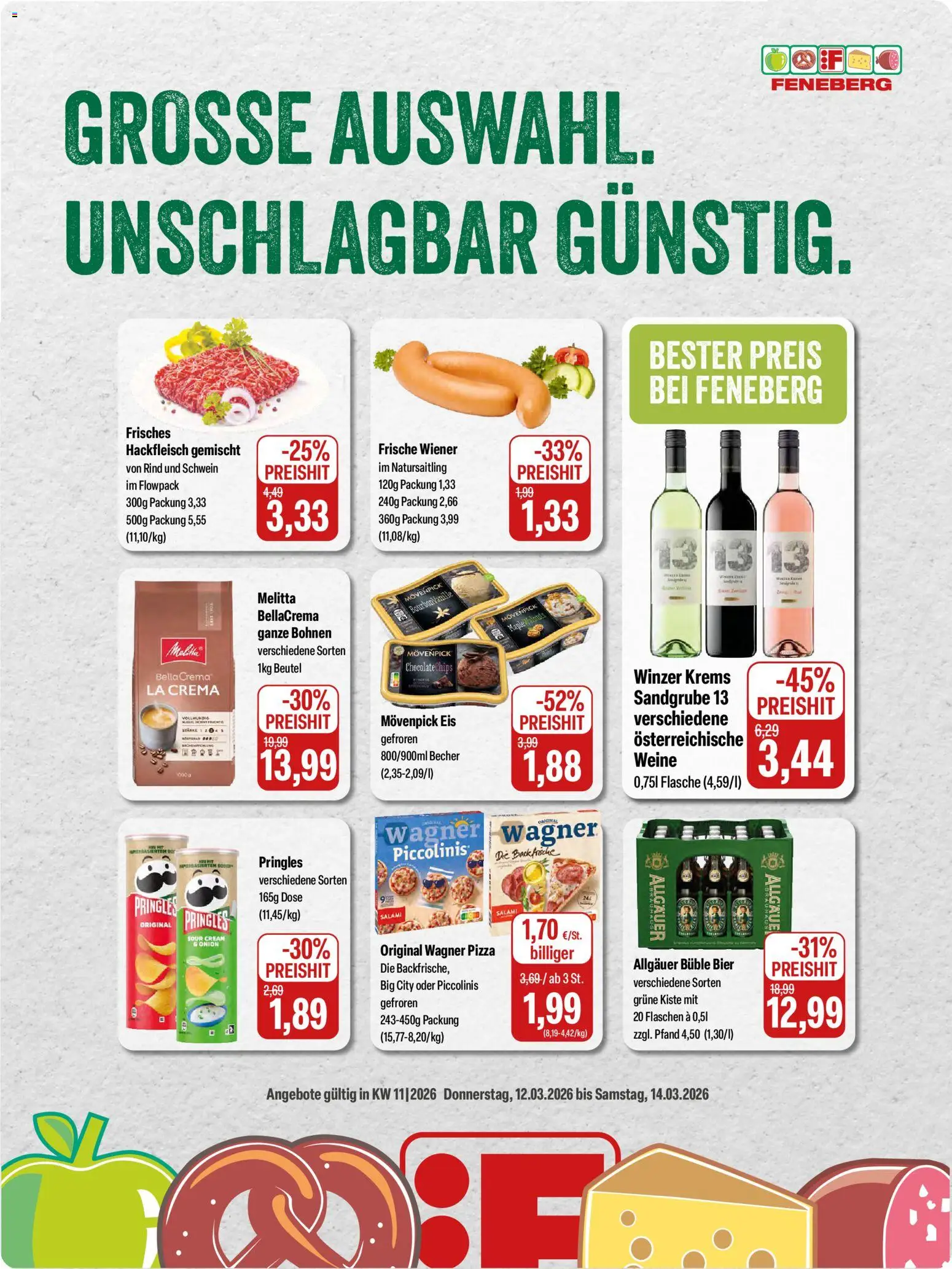 Feneberg Angebote – gültig ab 12.03.2026 | Seite: 1 | Produkte: Melitta, Bier, Wagner pizza, Pizza