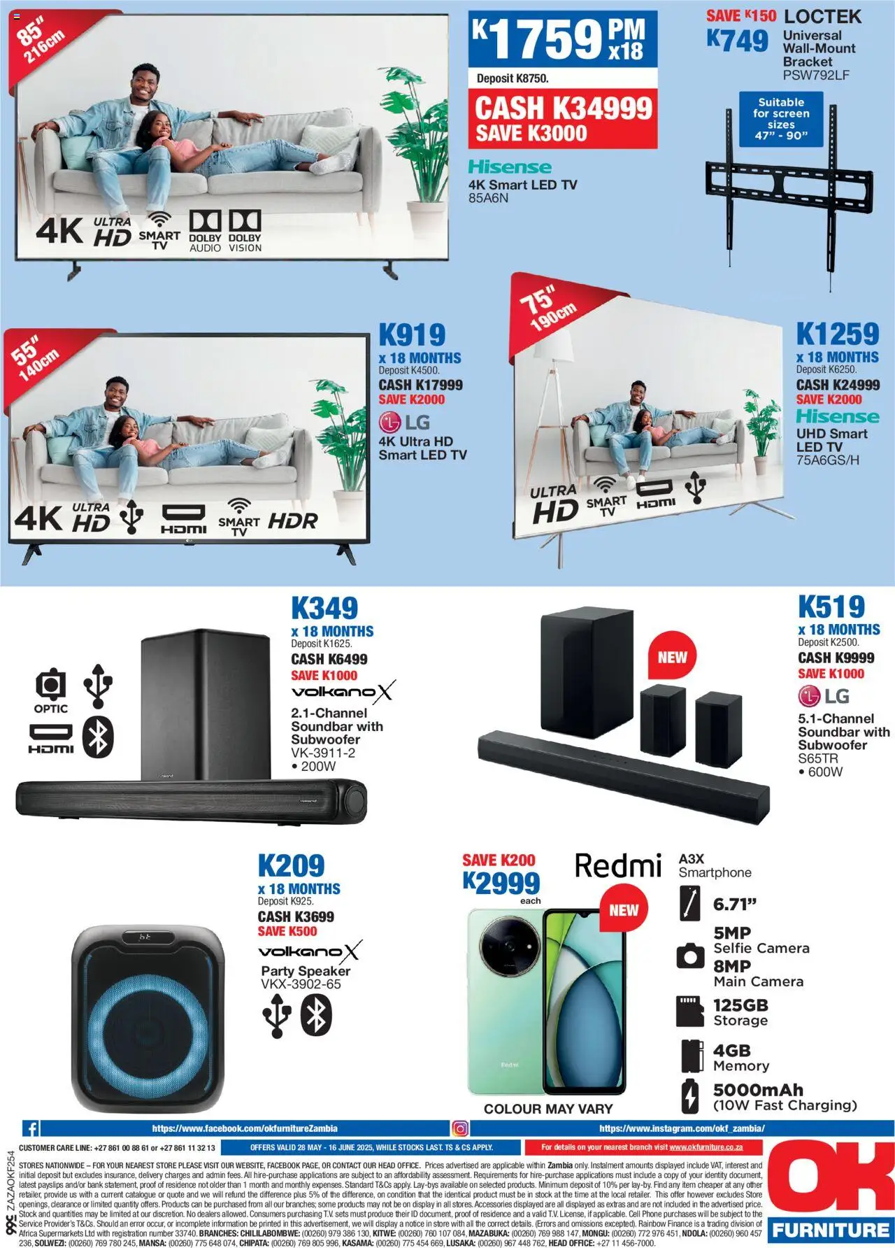 OK Furniture - Lowest Prices Guaranteed Catalogue Zambia  │ valid from 28.05.2025 | Page: 4 | Products: Audio, Speaker, TV, Soundbar