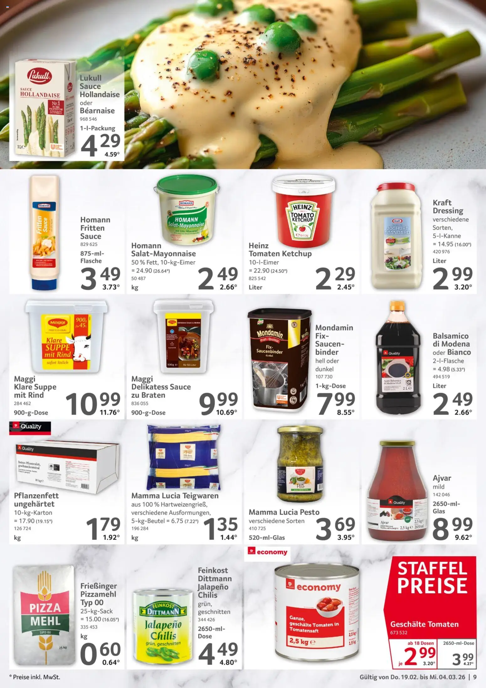 Selgros Gastronomie – gültig ab 19.02.2026 | Seite: 9 | Produkte: Maggi, Balsamico, Dressing, Ketchup