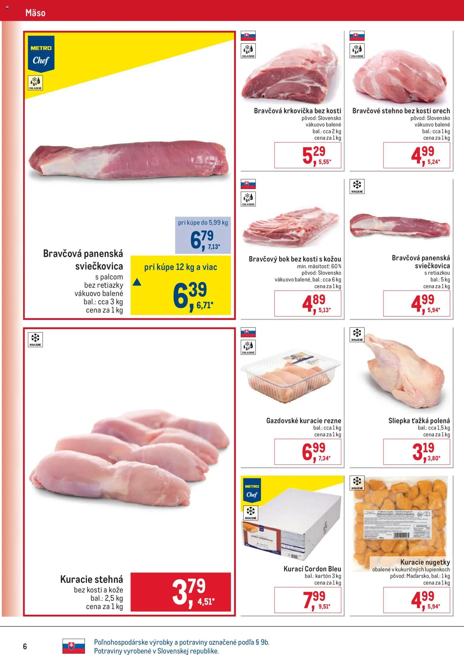 Nové Metro akcie – leták je platný od 10.12.2025 | Strana: 6 | Produkty: Bravčová krkovička, Kuracie rezne, Kuracie stehná, Krkovička