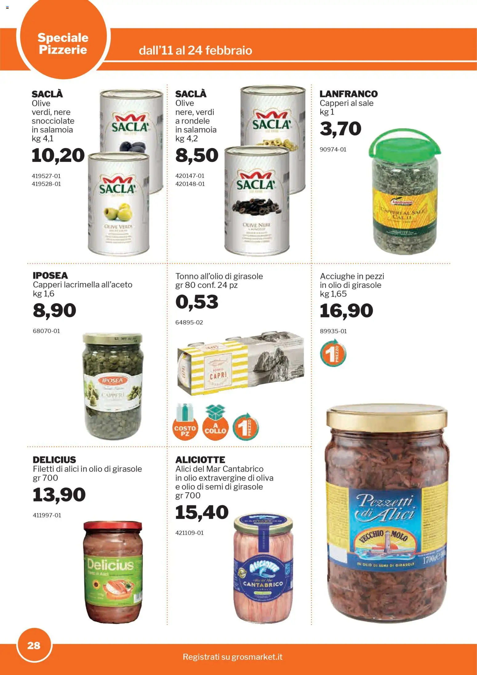 Volantino Sogegross del 11.02.2026 | Pagina: 28 | Prodotti: Olio, Acciughe, Tonno, Alici