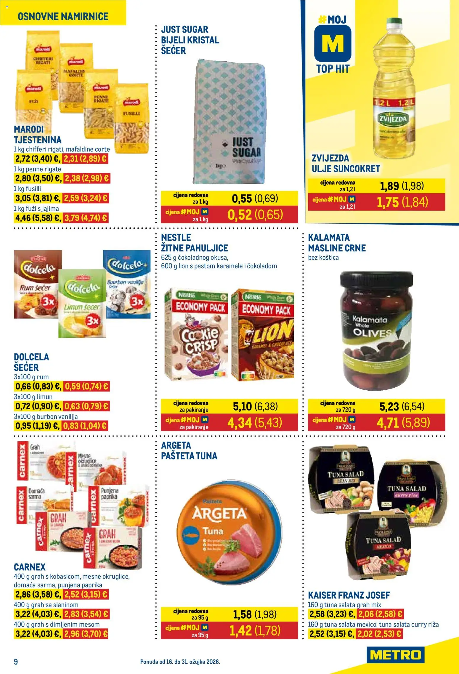 Metro katalog | vrijedi od 16.03.2026 | Stranica: 9 | Proizvodi: Ulje, Burbon, Curry, Suncokret