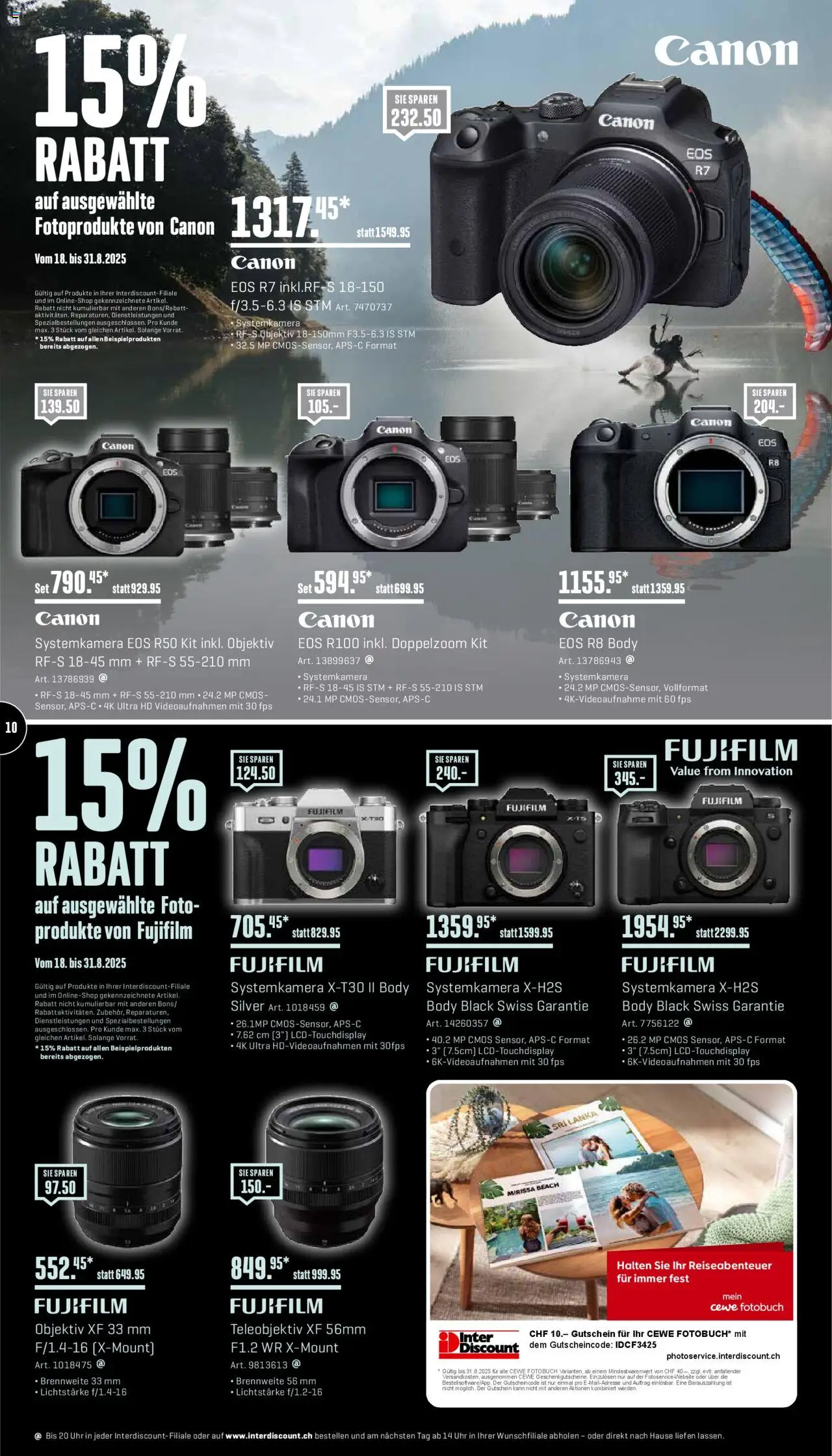 Interdiscount Aktionen ab 18.08.2025 | Seite: 10 | Produkte: Uhr, Systemkamera, Objektiv