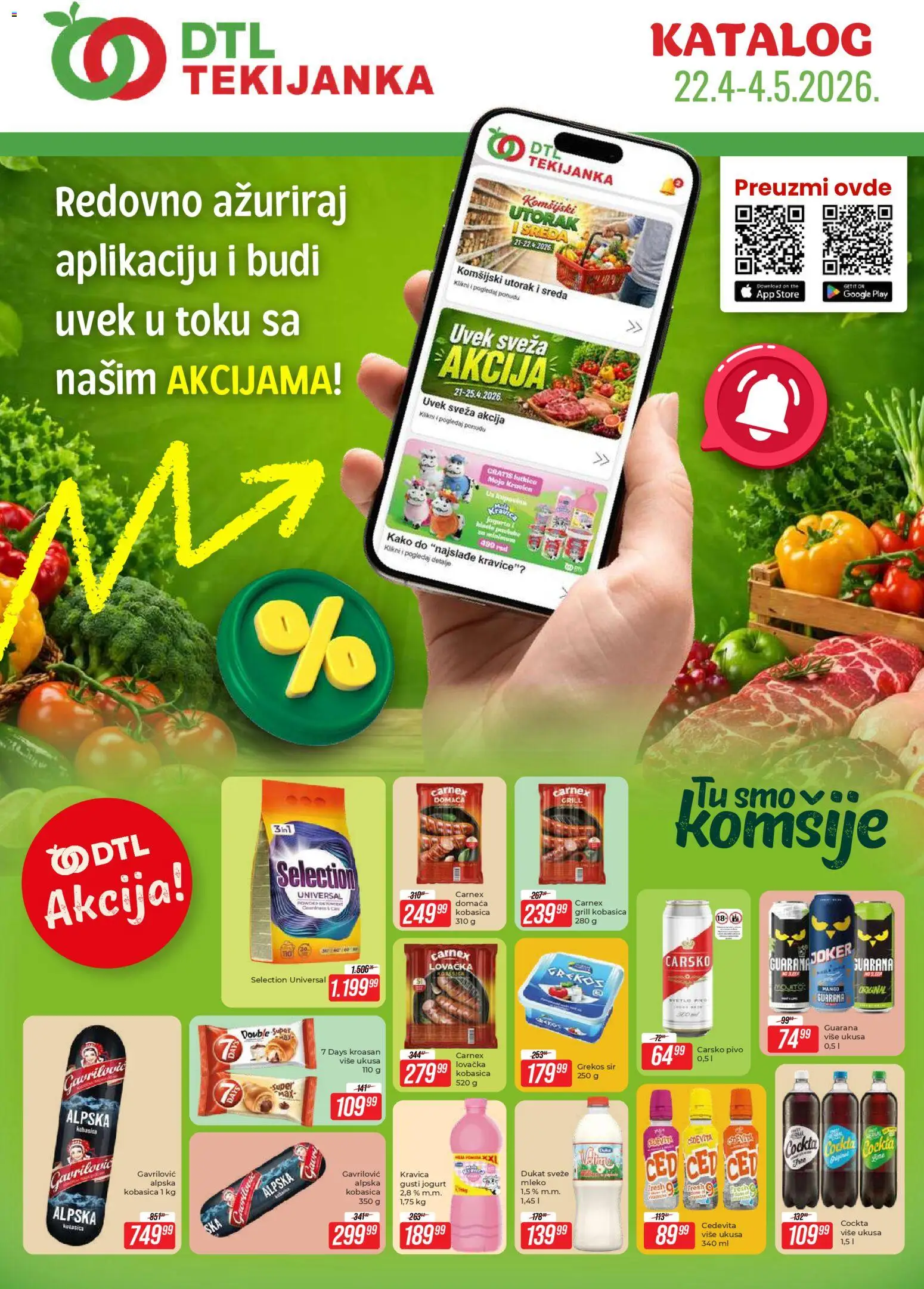 Tekijanka katalog - važi od 22.04.2026 | Strana: 1 | Proizvode: Cedevita, Kroasan, Sir, Jogurt