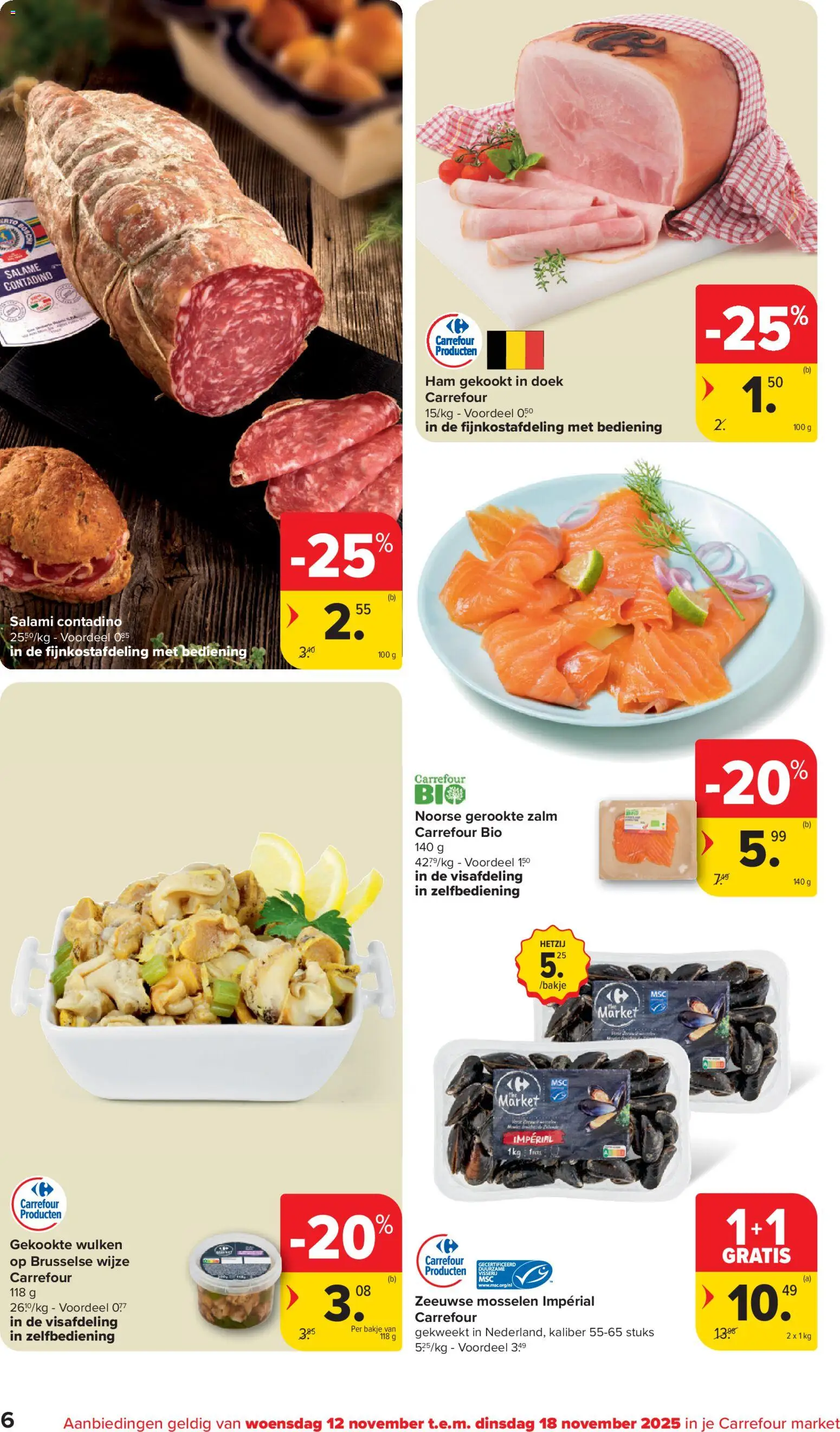 {H1} | Pagina: 6 | Producten: Ham, Zalm, Mosselen, Salami