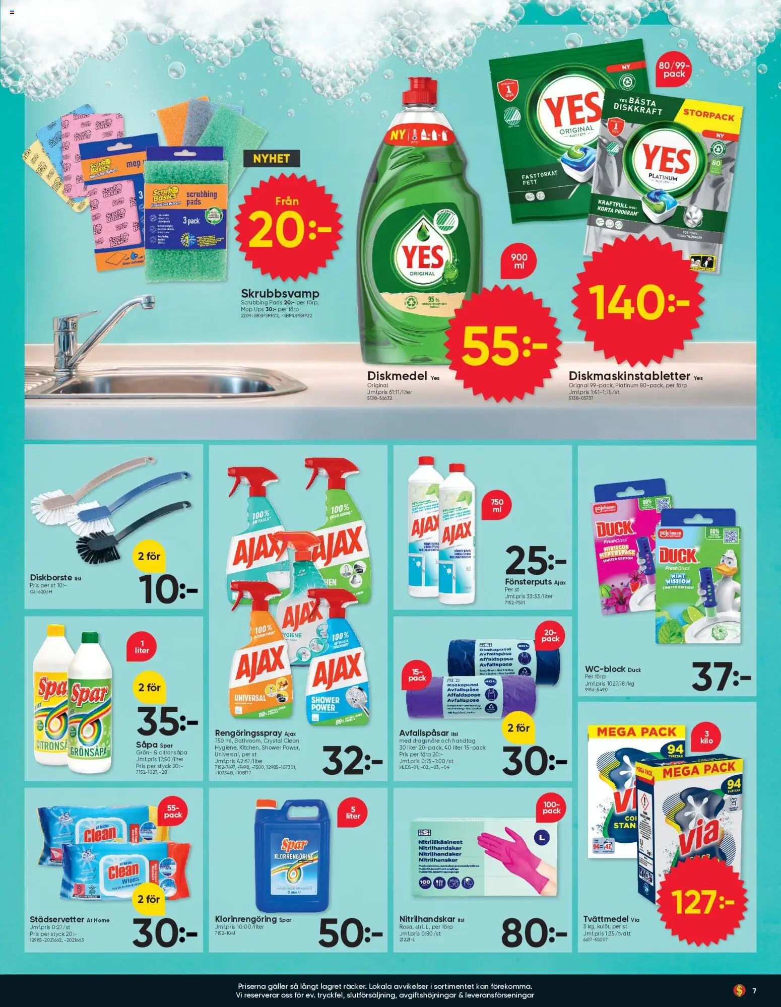 Dollar Store reklamblad aktuell från 02.03.2026 | Sida: 7 | Produkter: Avfallspåsar, Diskmaskinstabletter, Galler, Rengöringsspray