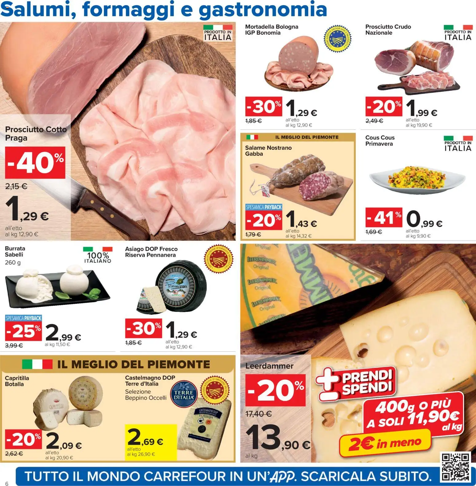 Volantino Carrefour del 21.04.2026 | Pagina: 6 | Prodotti: Prosciutto Crudo, Prosciutto, Cous cous, Burrata