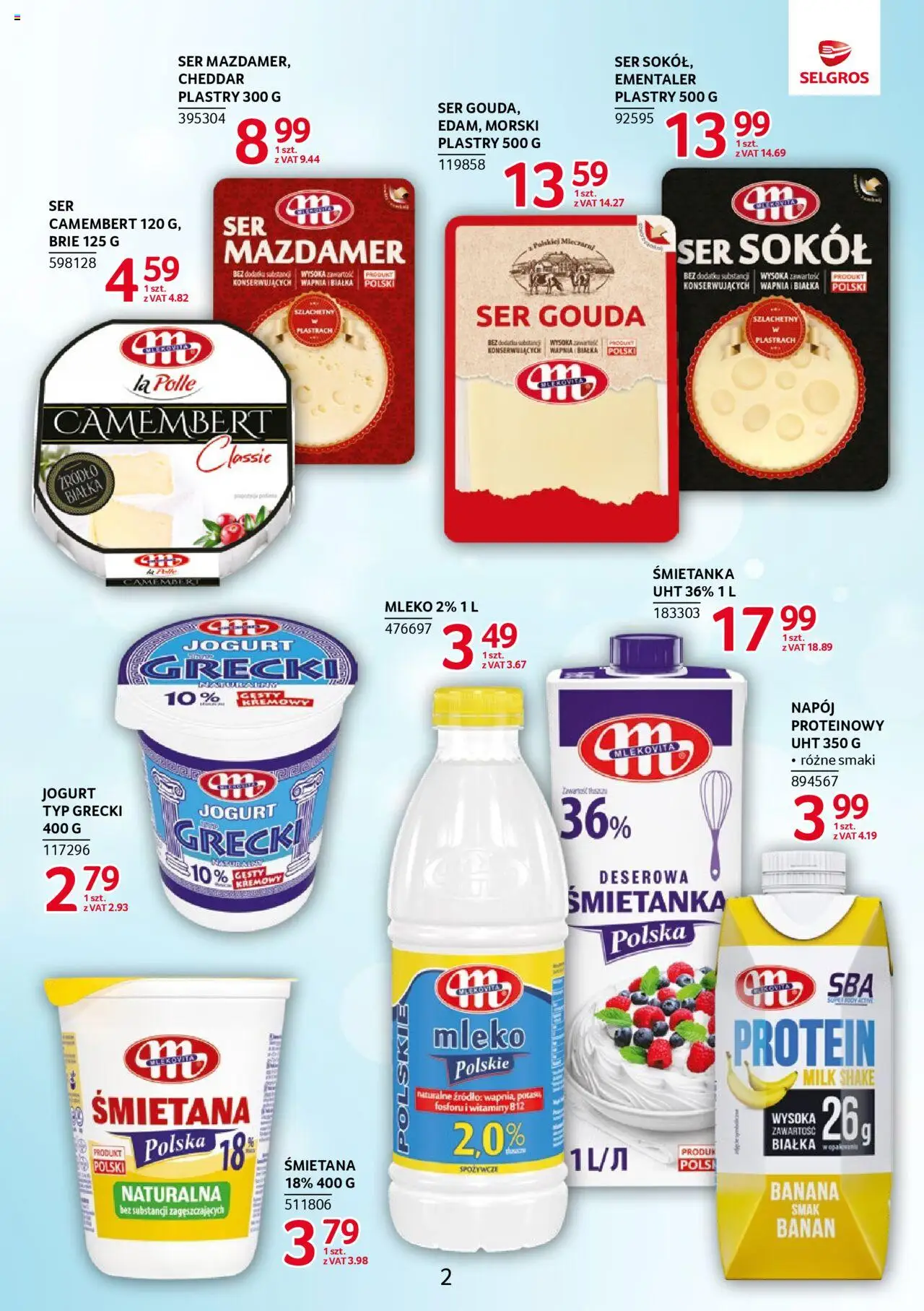 Selgros cash&carry Gazetka - Markowe produkty od 11.09.2025 | Strona: 2 | Produkty: Camembert, Mleko, Cheddar, Ser gouda
