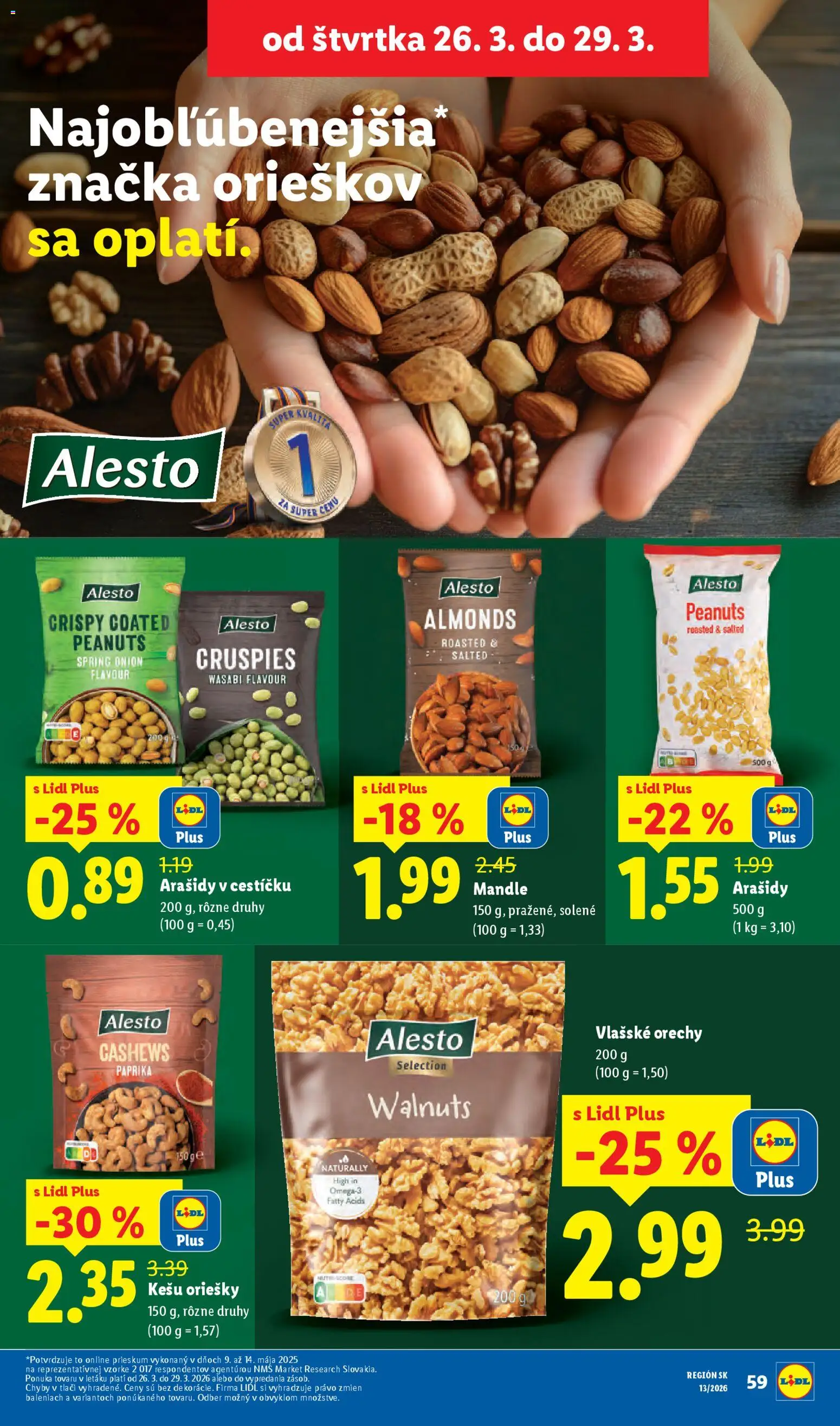 Nové Lidl akcie – leták je platný od 23.03.2026 | Strana: 66 | Produkty: Orechy, Arašidy, Mandle, Vlašské orechy