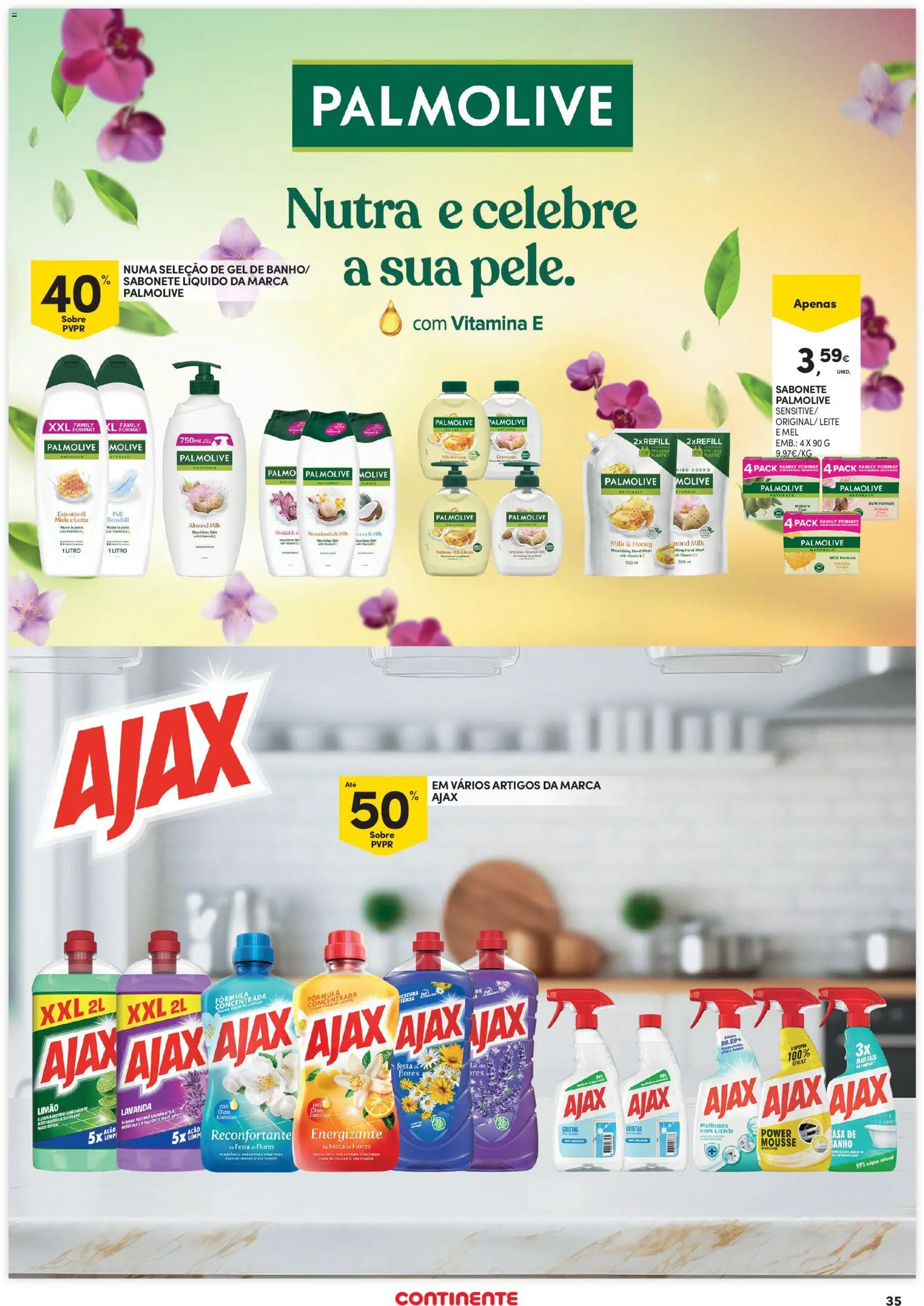 Continente - Açores │ válido de 13.11.2025 | Página: 35 | Produtos: Fragrância, Sabonete líquido, Leite, Banho