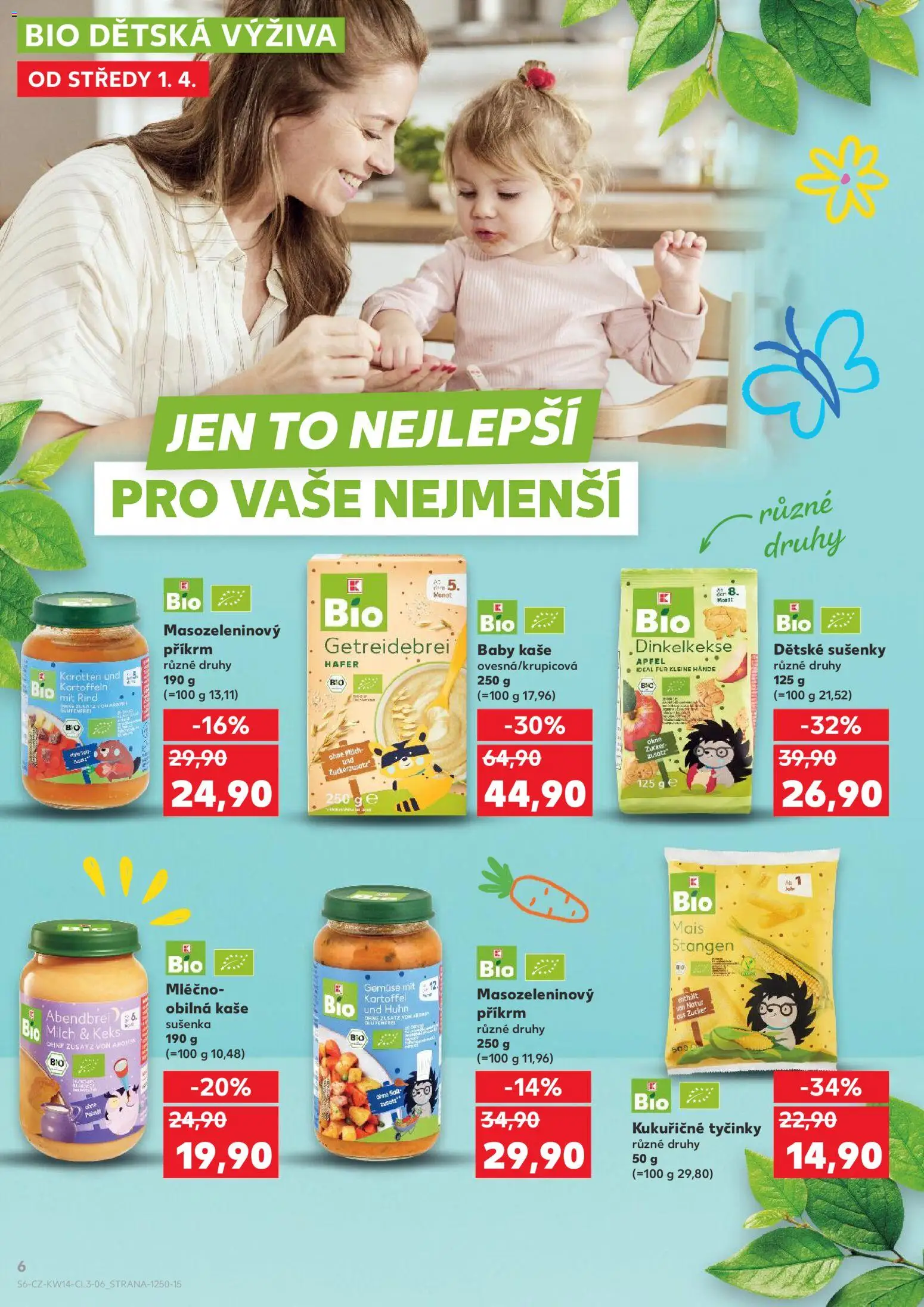 Kaufland leták - Plzeň od 01.04.2026 | Strana: 6 | Produkty: Ovesná kaše, Dětská výživa, Kaše, Sušenky