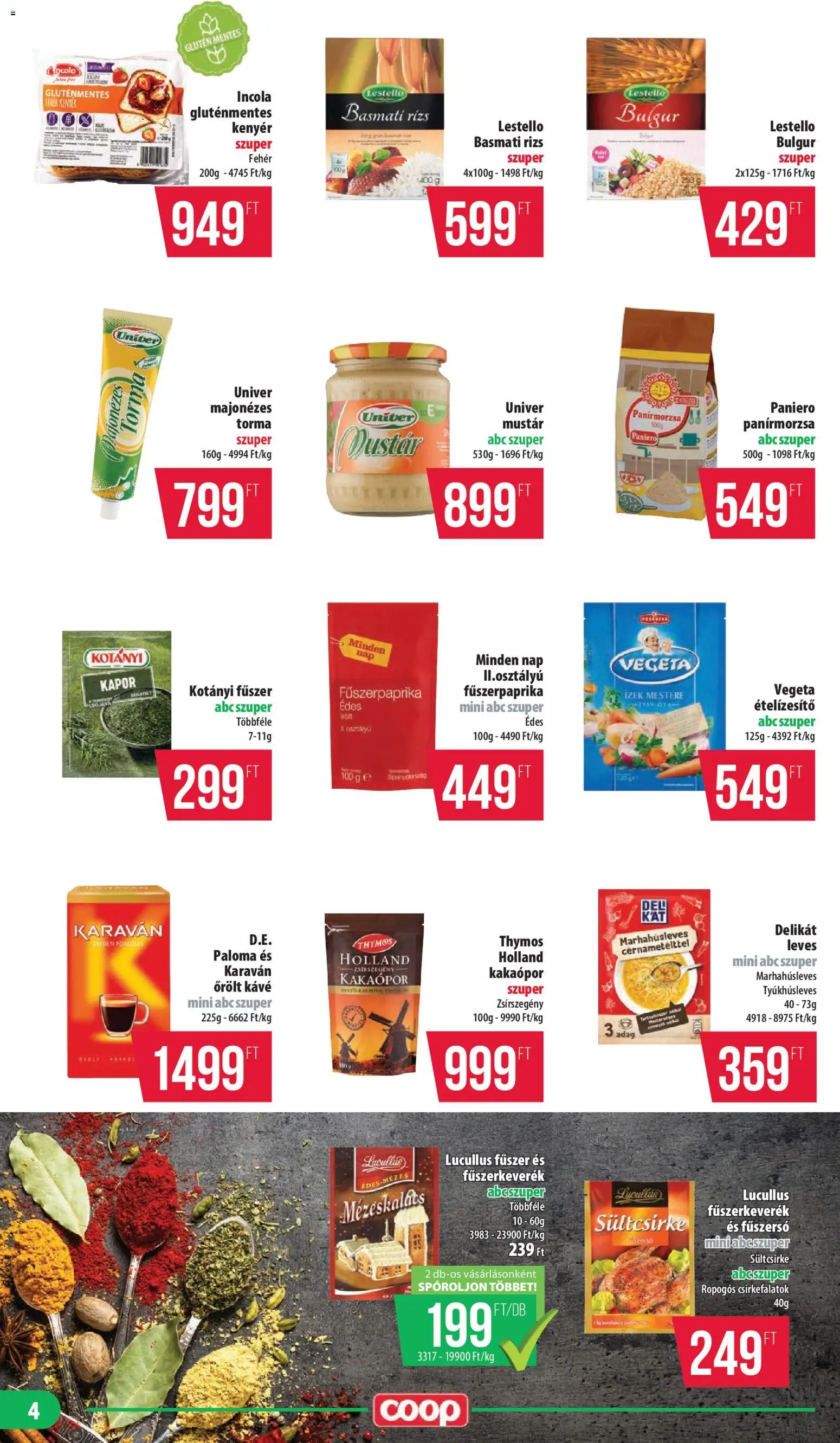 COOP akciós ujság - amely érvényes a következő dátumtól: 20.11.2025 | Oldal: 4 | Termékek: Vegeta, Torma, Kenyér, Gluténmentes