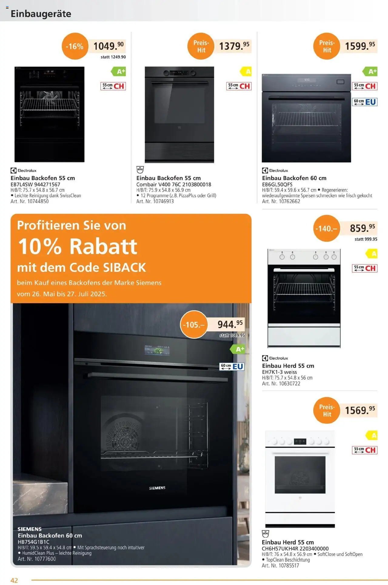Fust Aktionen ab 23.06.2025 | Seite: 42 | Produkte: Backofen, Herd, Grill, Siemens