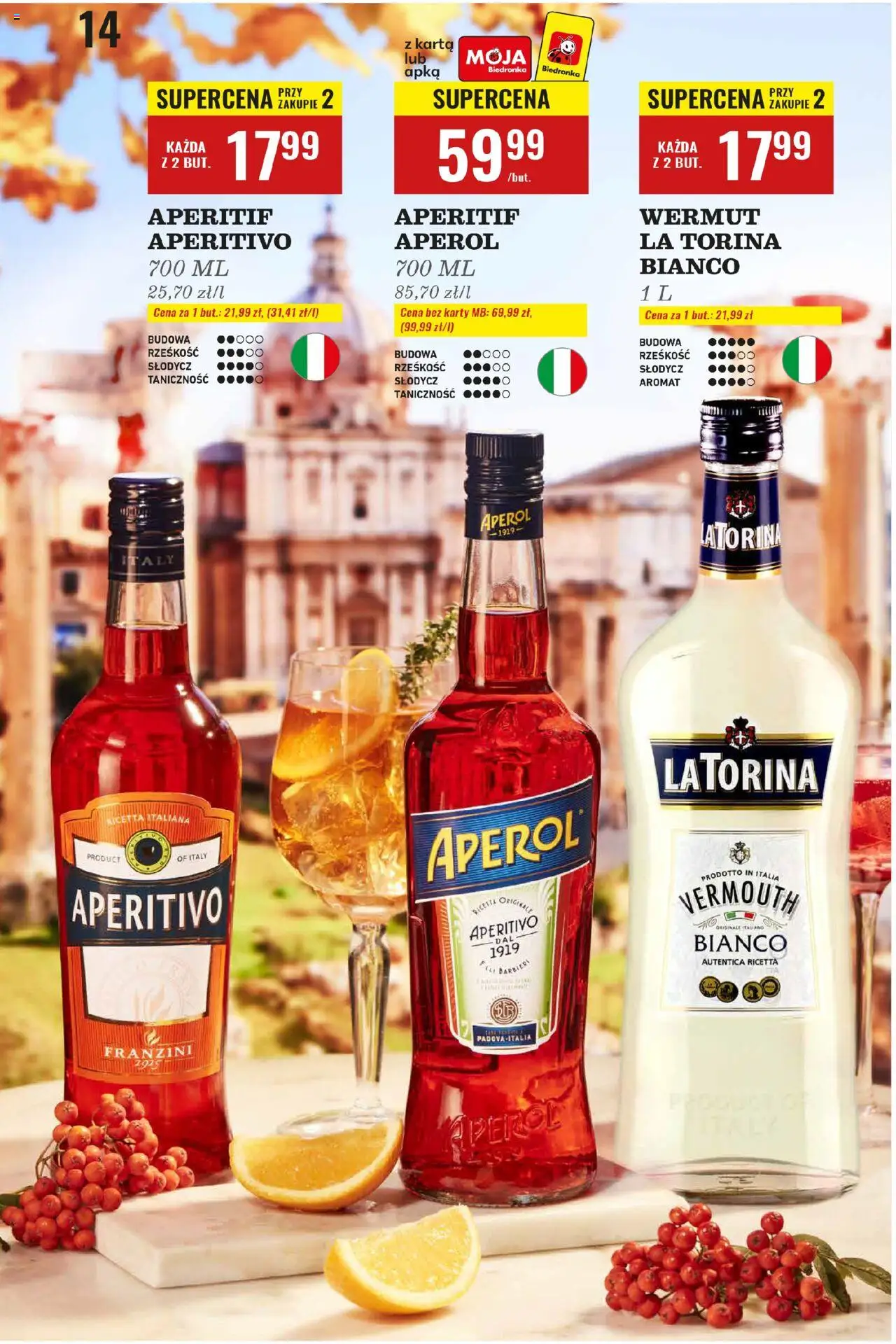 Biedronka gazetka - Czas na toast od 06.10.2025 | Strona: 14 | Produkty: Karta, Aperol