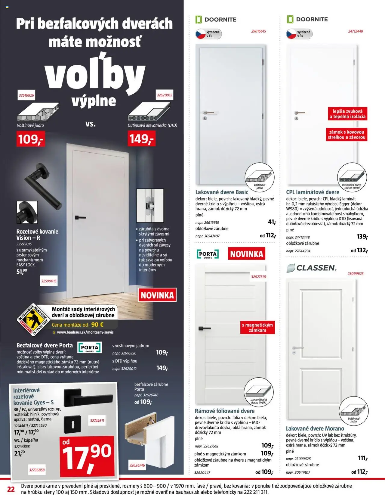 Nové Bauhaus akcie – leták je platný od 06.10.2025 | Strana: 22 | Produkty: Kúpelňa, Závesy, Bezfalcové dvere, Kovanie