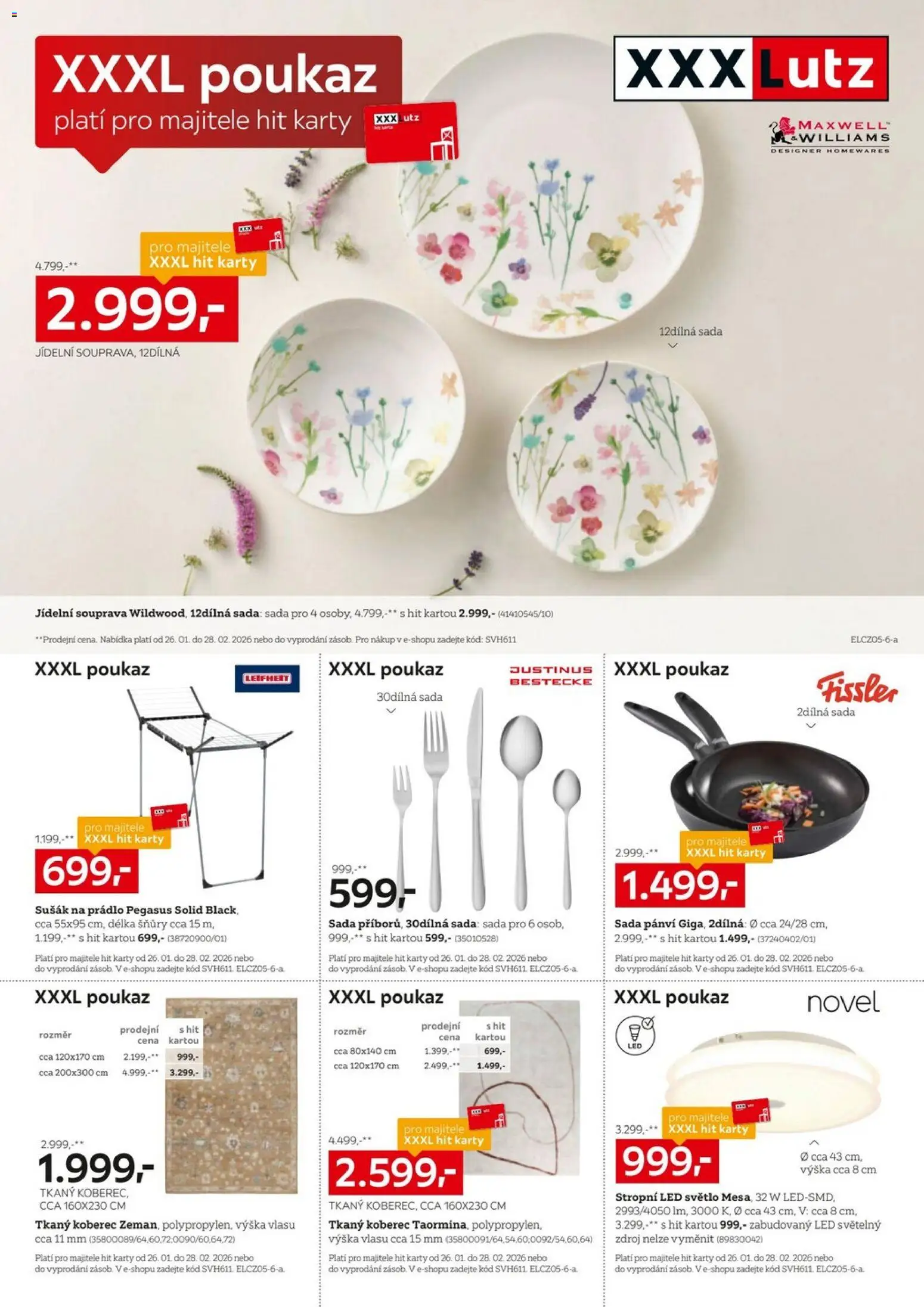XXXLutz leták - Výhodné poukazy pro majitele HIT karty od 26.01.2026 | Strana: 4 | Produkty: Sušák na prádlo, Karty, Koberec, LED