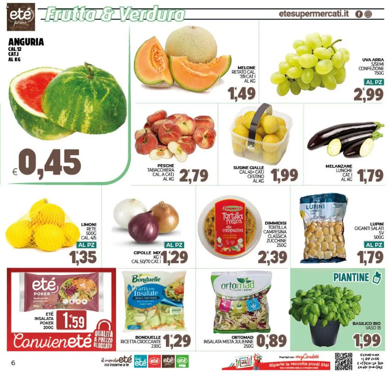 Volantino Eté del 25.07.2025 | Pagina: 6 | Prodotti: Insalata, Melone, Zucchine, Vaso