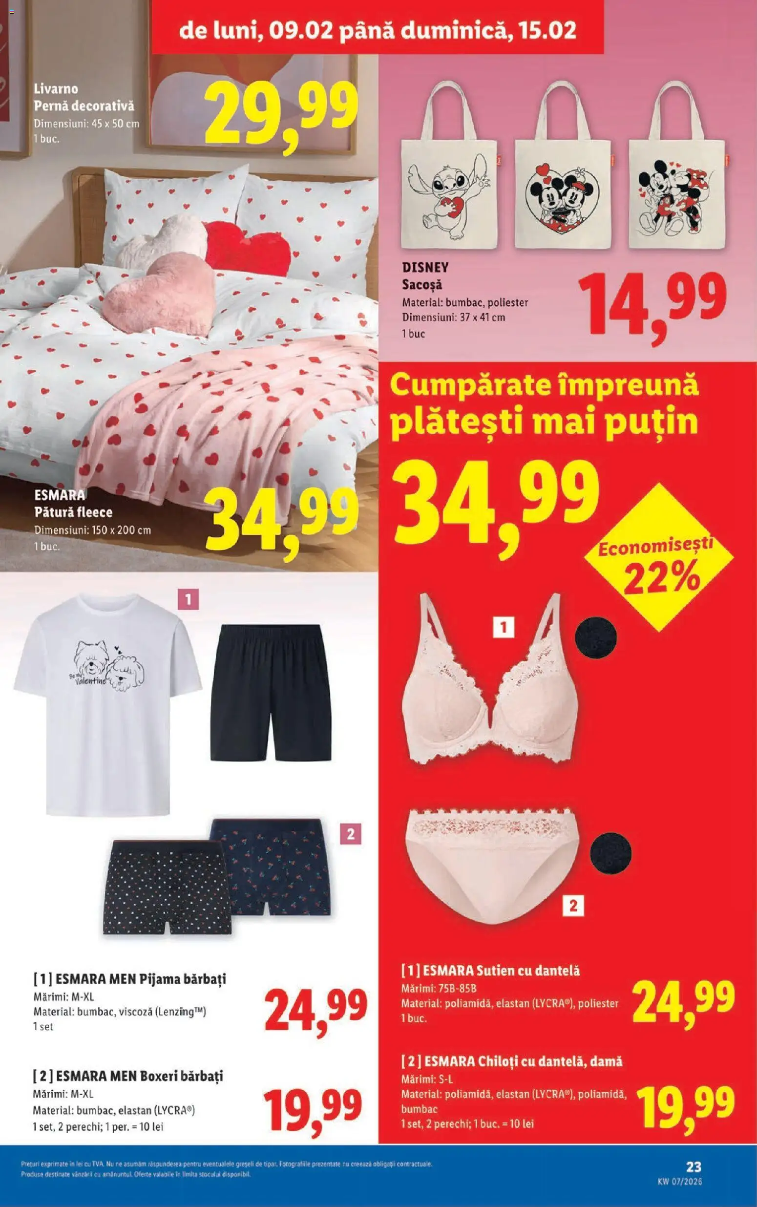 Noul catalog Lidl – valabil de la 09.02.2026 | Pagină: 23 | Produse: Pernă, Pătură, Sutien, Boxeri