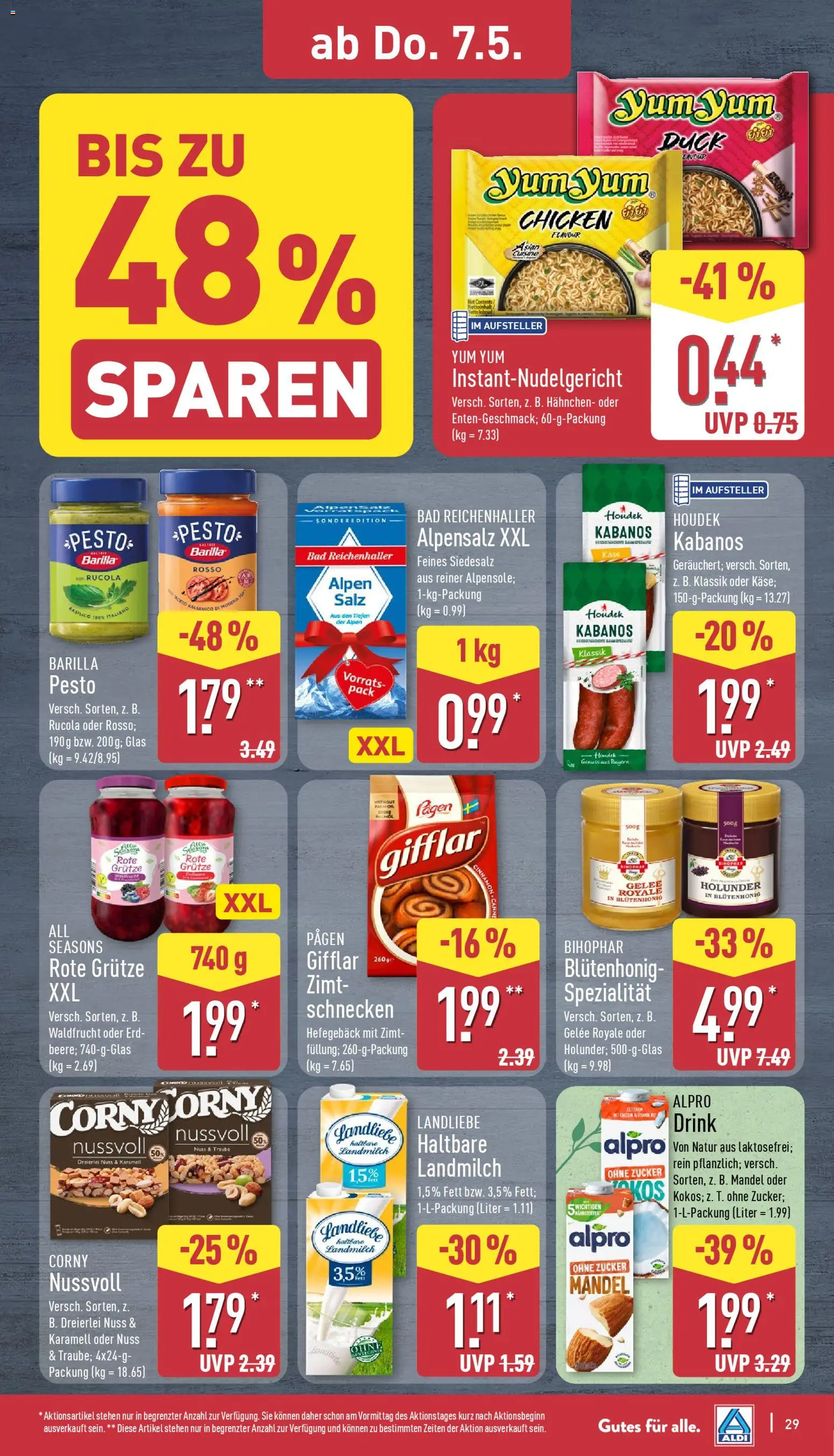Aldi Prospekt 	 – gültig ab 04.05.2026 | Seite: 29 | Produkte: Hahnchen, Käse, Barilla, Alpro