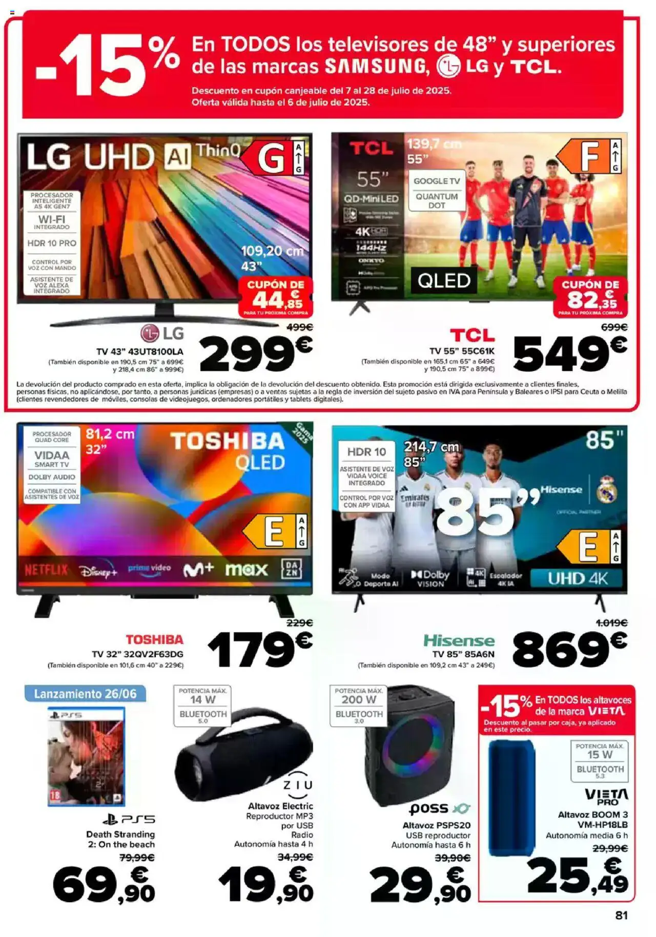 Carrefour folleto │ válido desde el 26.06.2025 | Página: 80 | Productos: Altavoces, Video, Audio, Altavoz