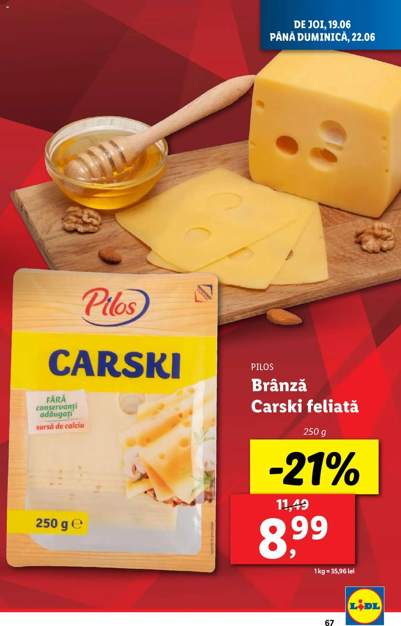 Catalog Lidl – valabil de la 16.06.2025 | Pagină: 67 | Produse: Toplar, Brânză
