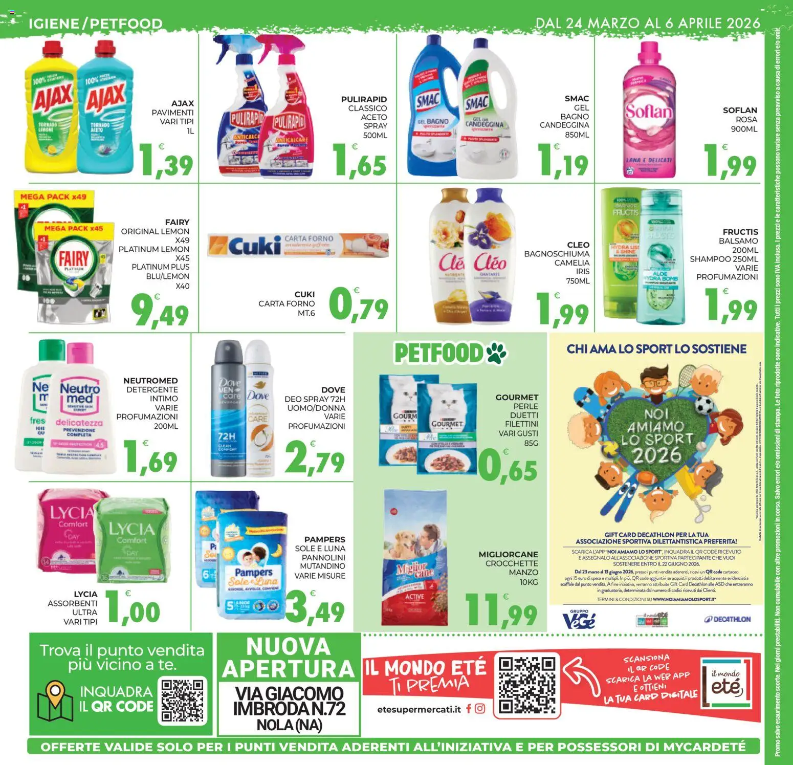 Volantino Eté del 24.03.2026 | Pagina: 16 | Prodotti: Bagnoschiuma, Candeggina, Crocchette, Aceto