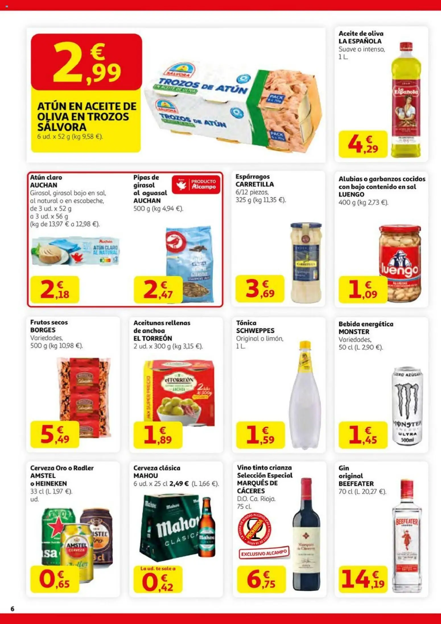 Alcampo - SM Madrid │ válido desde el 06.11.2025 | Página: 6 | Productos: Aceite, Cerveza, Frutos secos, Atún claro