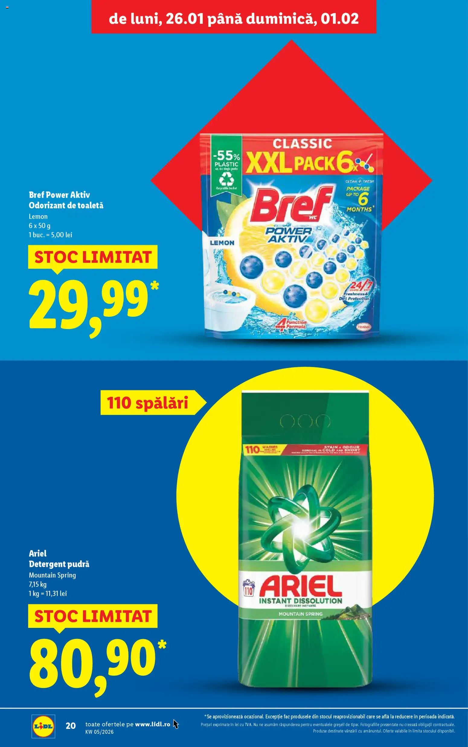 Noul catalog Lidl – valabil de la 26.01.2026 | Pagină: 20 | Produse: Pomelo, Toaletă, Pudră, Detergent