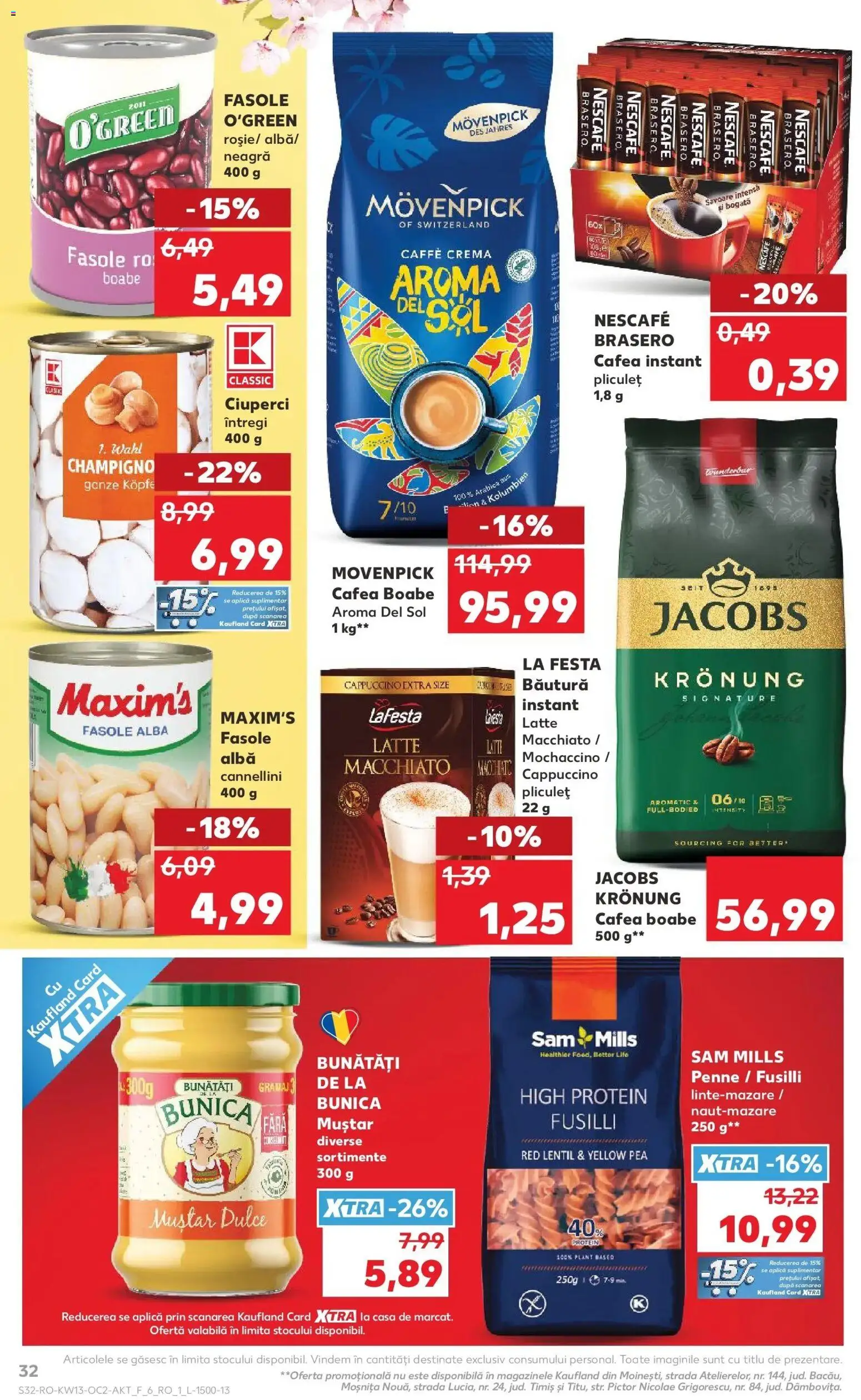 Noul catalog Kaufland – valabil de la 25.03.2026 | Pagină: 32 | Produse: Ciuperci, Köpek çiti, Cremă, Cafea