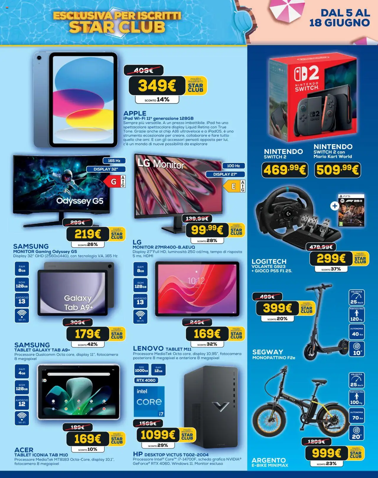 Volantino Euronics del 05.06.2025 | Pagina: 9 | Prodotti: Monitor, Monopattino, Tablet, Ipad