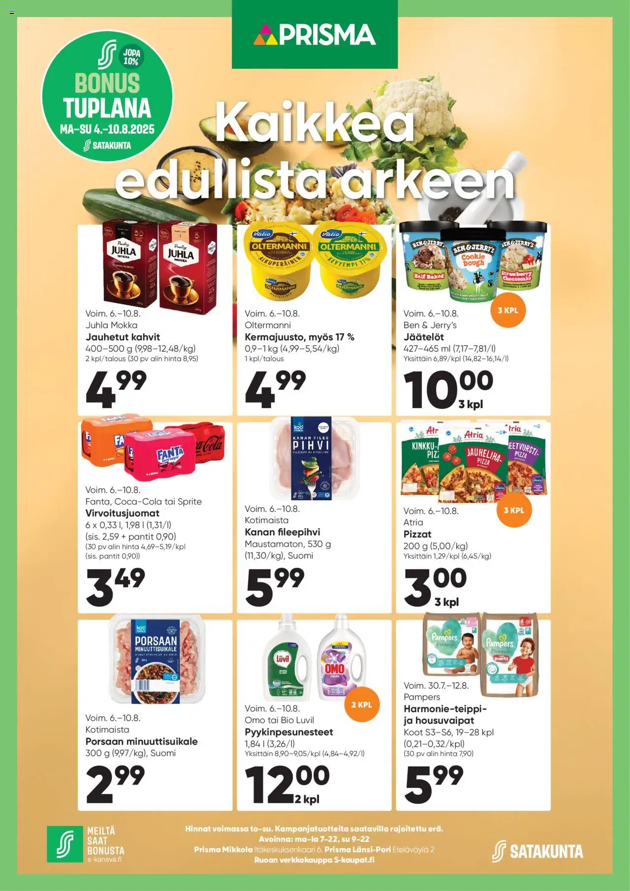  | Sivu: 1 | Tuotteet: Juhla Mokka, Virvoitusjuomat, Sprite, Pizza