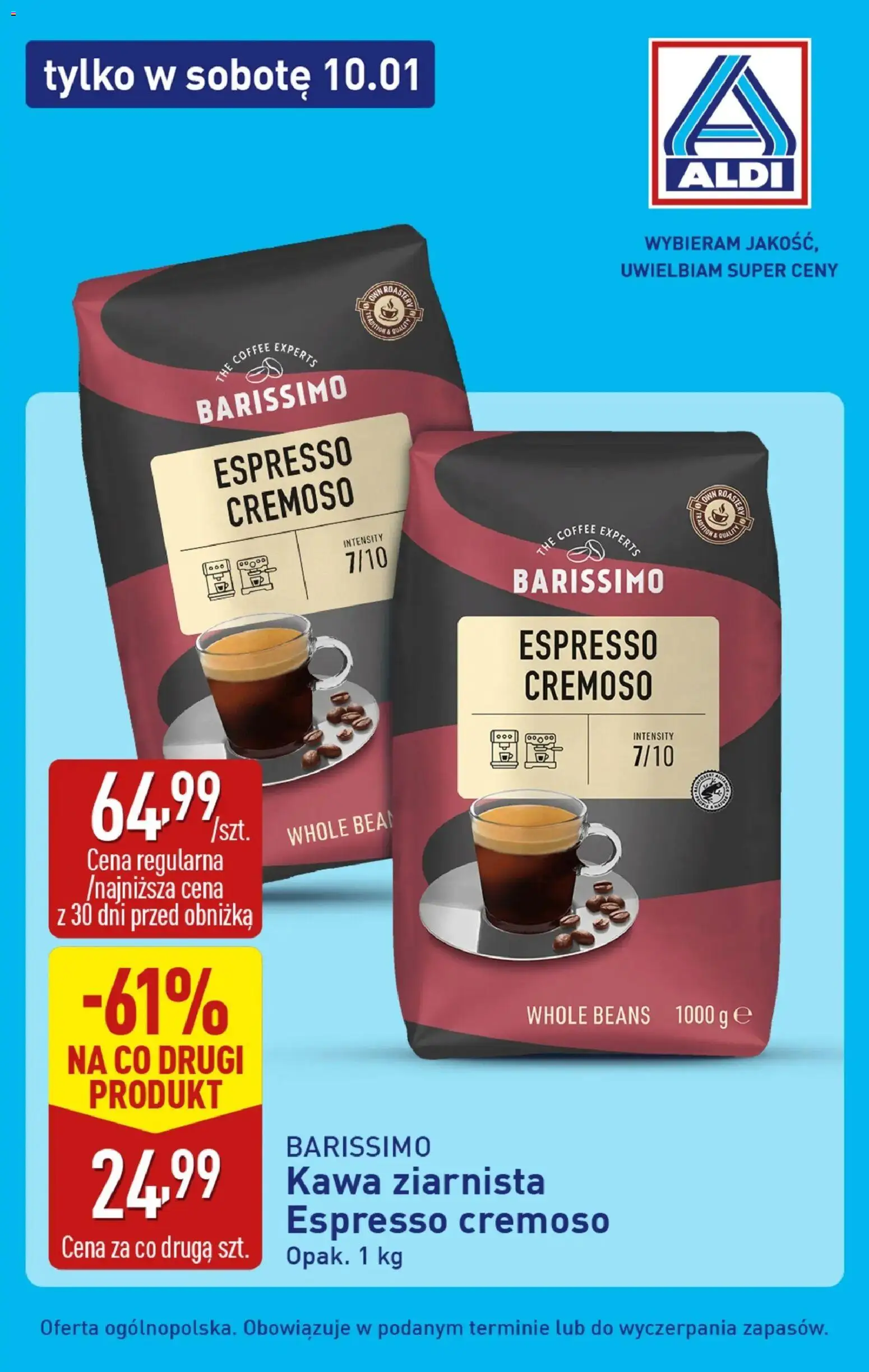 Aldi Gazetka - Tylko w sobotę od 10.01.2026 | Strona: 10 | Produkty: Kawa ziarnista, Kawa