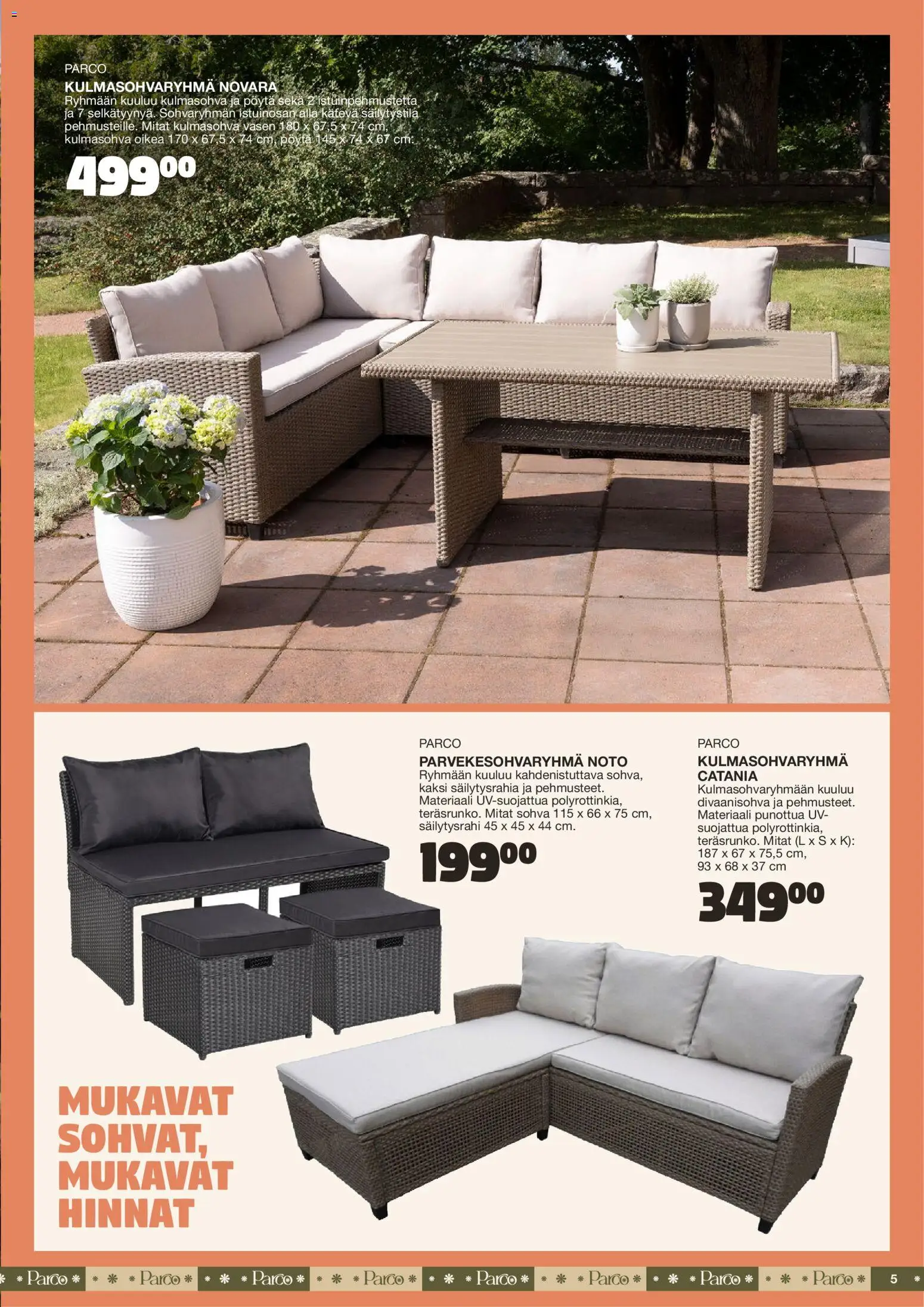 Tokmanni - Kesä 2026 – voimassa 02.04.2026 alkaen | Sivu: 5 | Tuotteet: Sohva, Pöytä, Divaanisohva, Kulmasohva