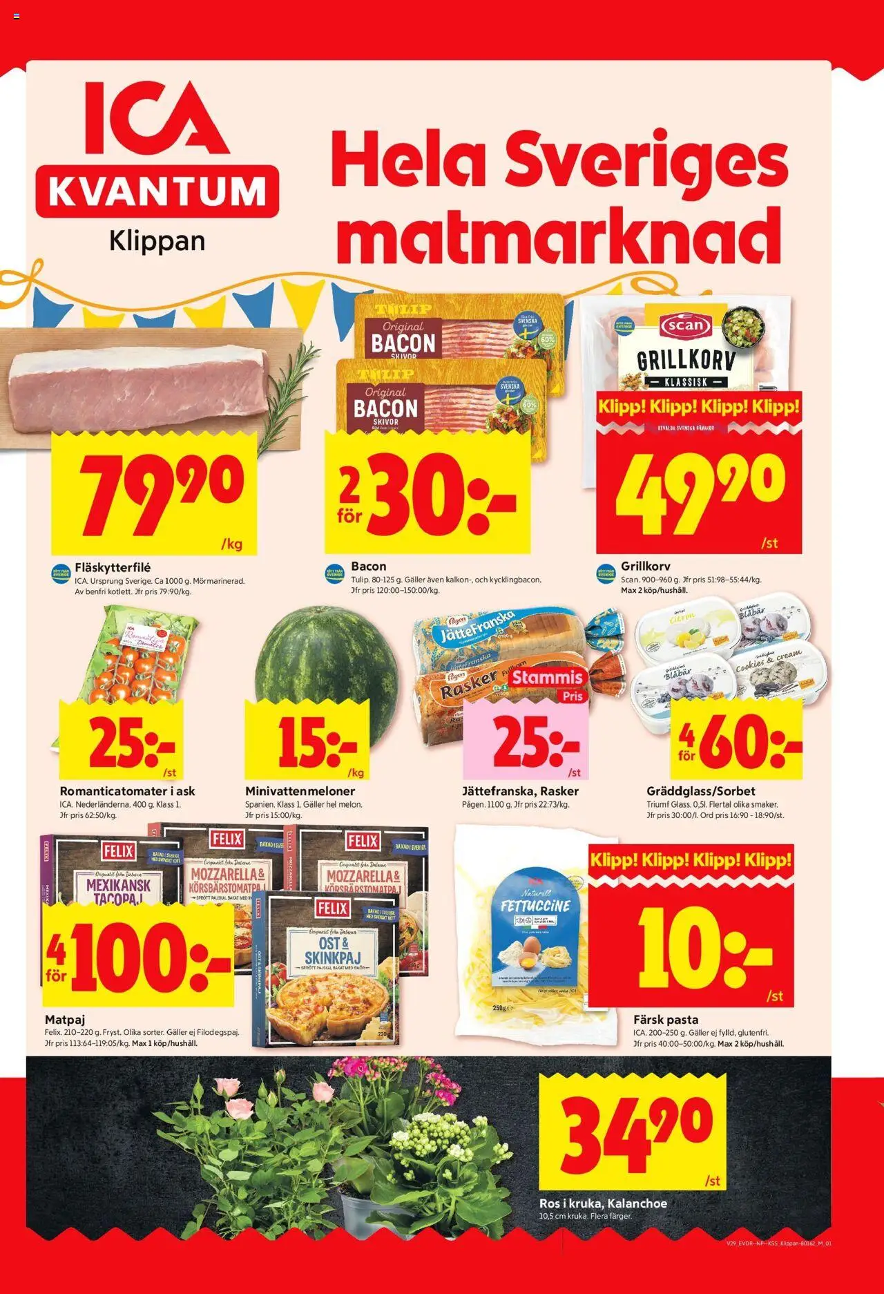 ICA Kvantum reklamblad aktuell från 14.07.2025 | Sida: 1 | Produkter: Galler, Fläskytterfilé, Pasta, Blåbär