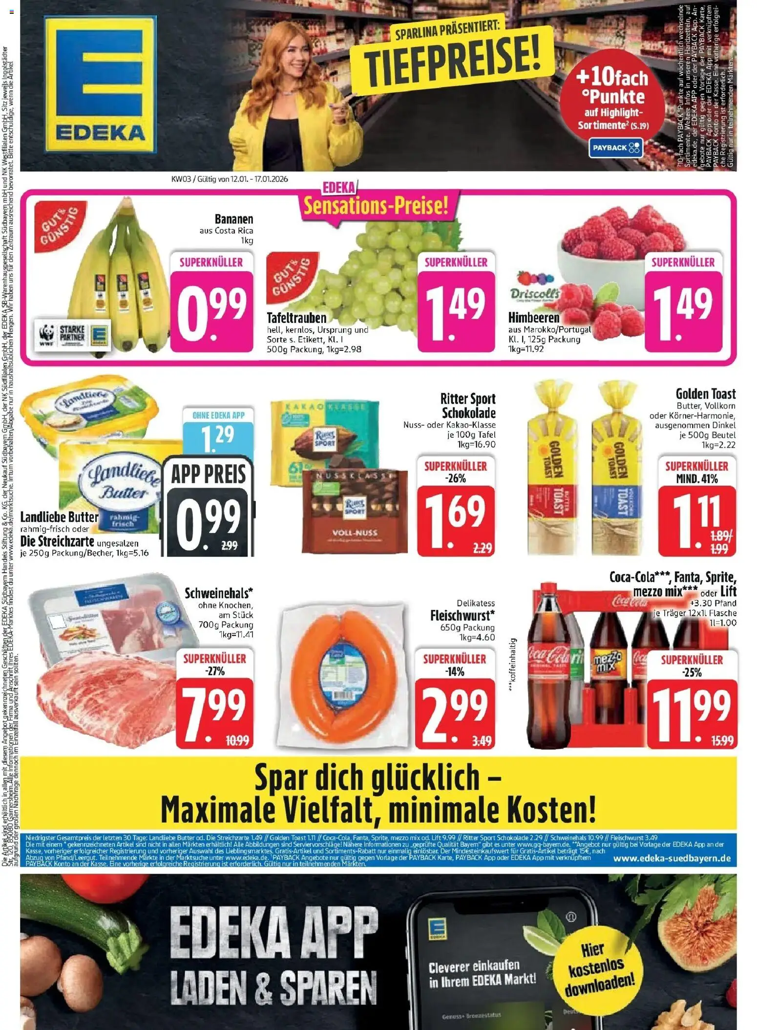 Edeka prospekt München	 – gültig ab 11.01.2026 | Seite: 3 | Produkte: Himbeeren, Mezzo mix, Toast, Bananen