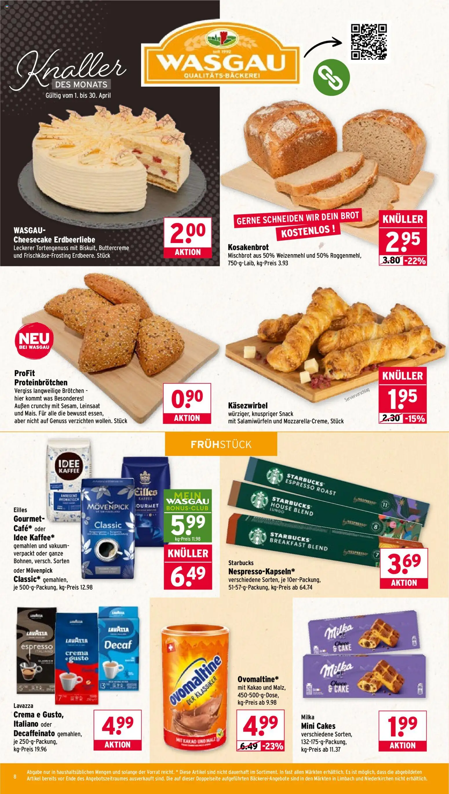 Wasgau Prospekt 	 – gültig ab 20.04.2026 | Seite: 8 | Produkte: Ovomaltine, Lavazza, Kaffee, Starbucks