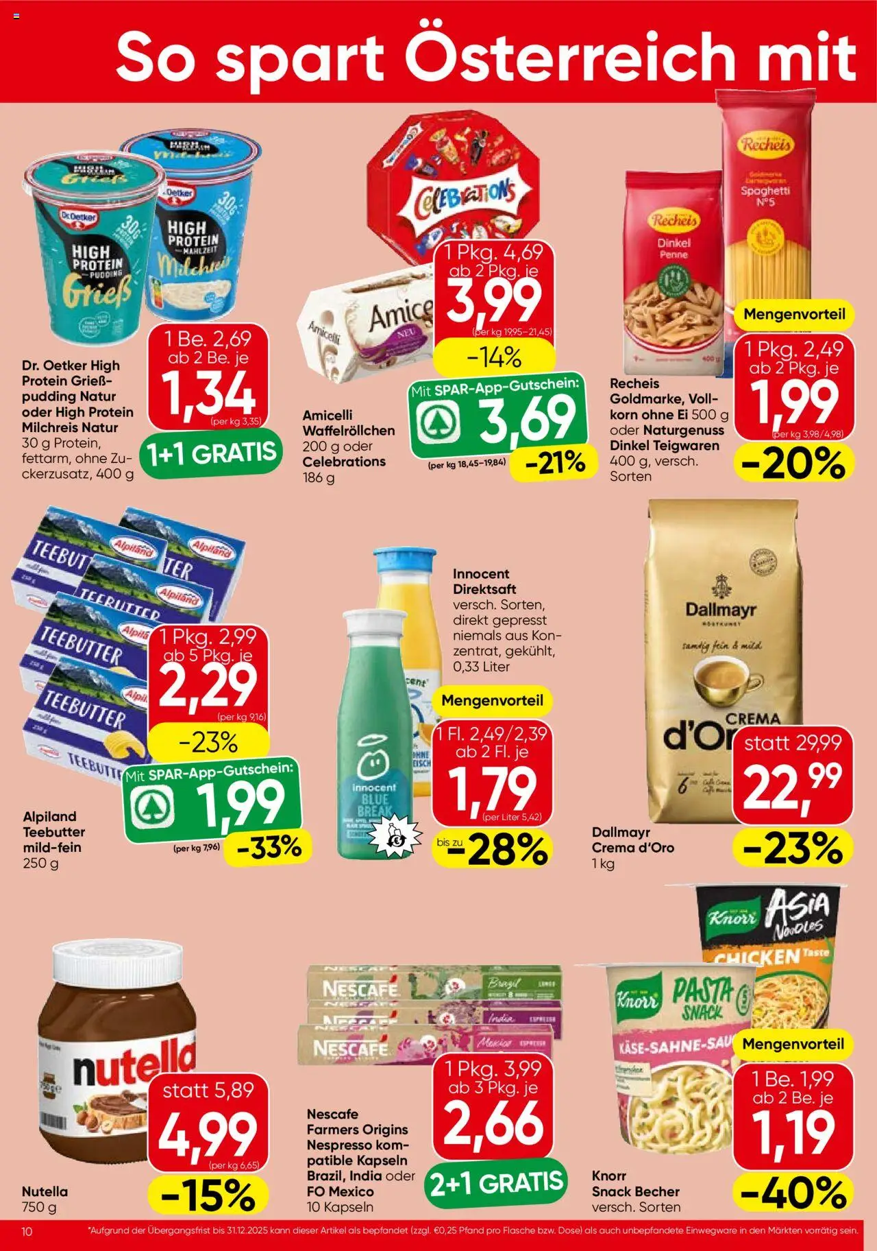 Spar Flugblatt - Burgenland gültig ab 24.07.2025 | Seite: 10 | Produkte: Pasta, Matériel de rangement Fitness, Hajdina liszt