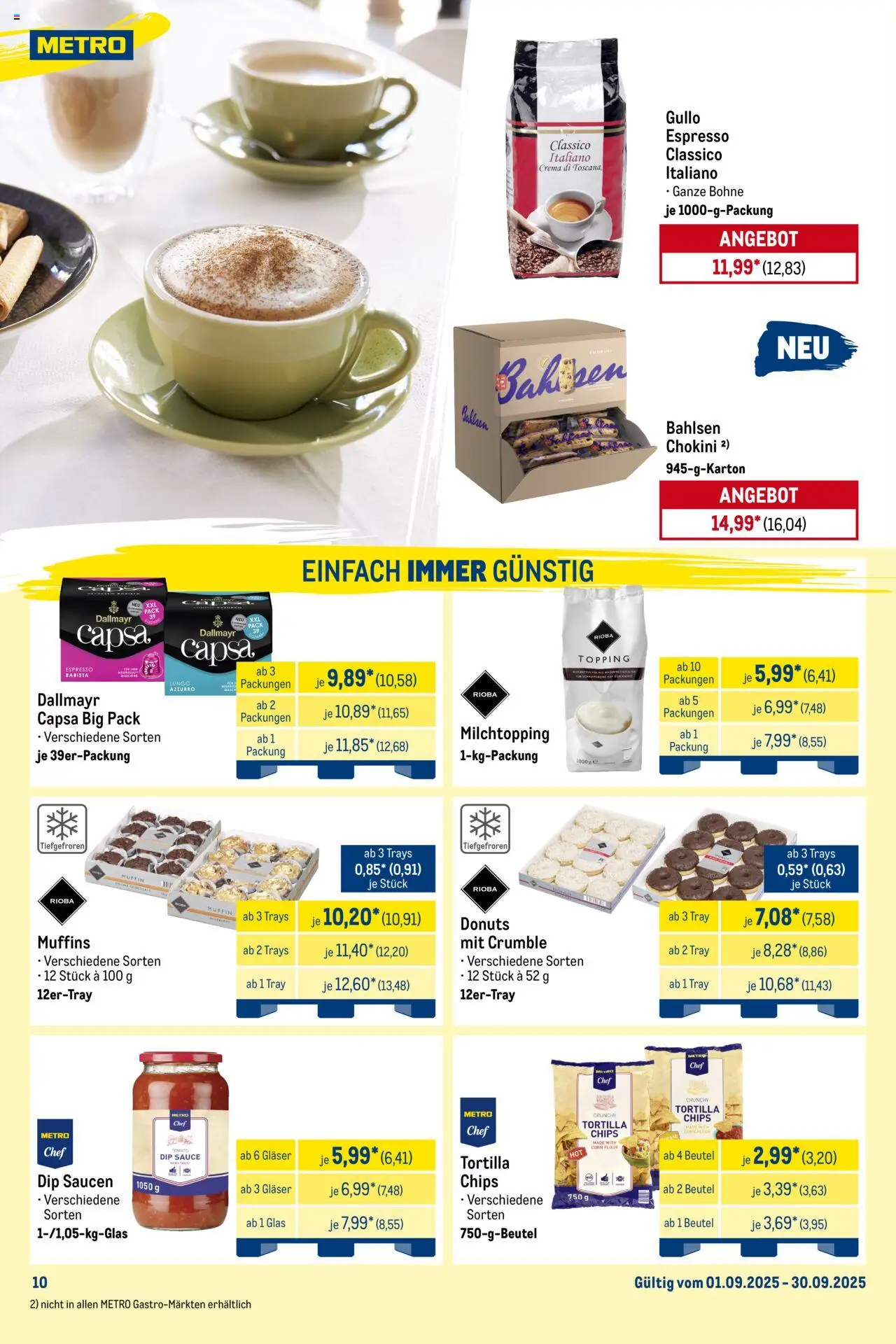 Metro Monats-Menü - gültig ab dem 01.09.2025 | Seite: 10 | Produkte: Donuts, Dallmayr, Chips