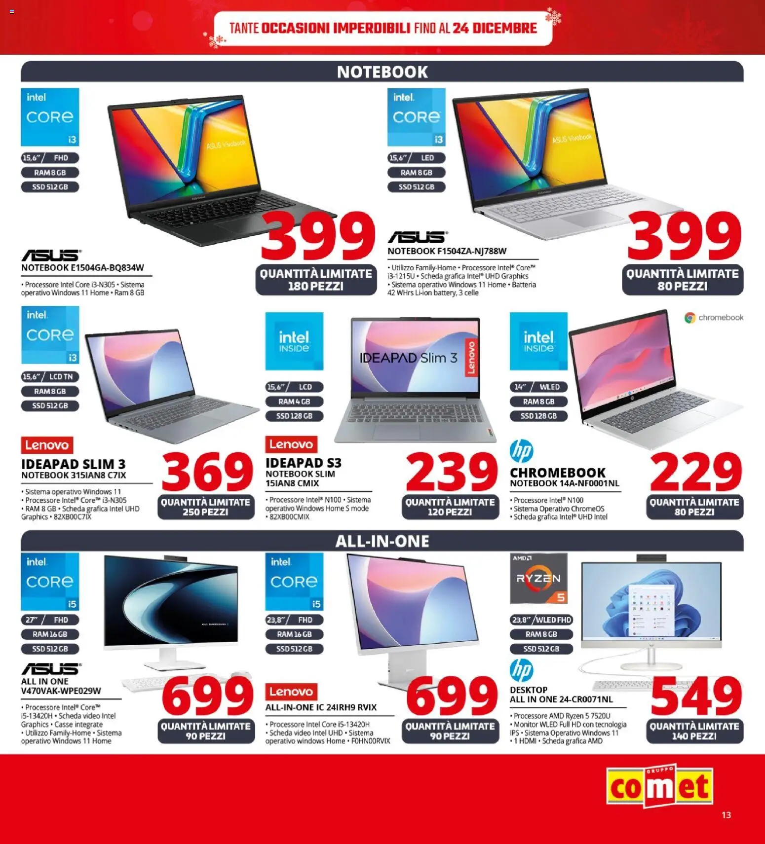 Volantino Comet del 12.12.2025 | Pagina: 13 | Prodotti: Monitor, Notebook, Video