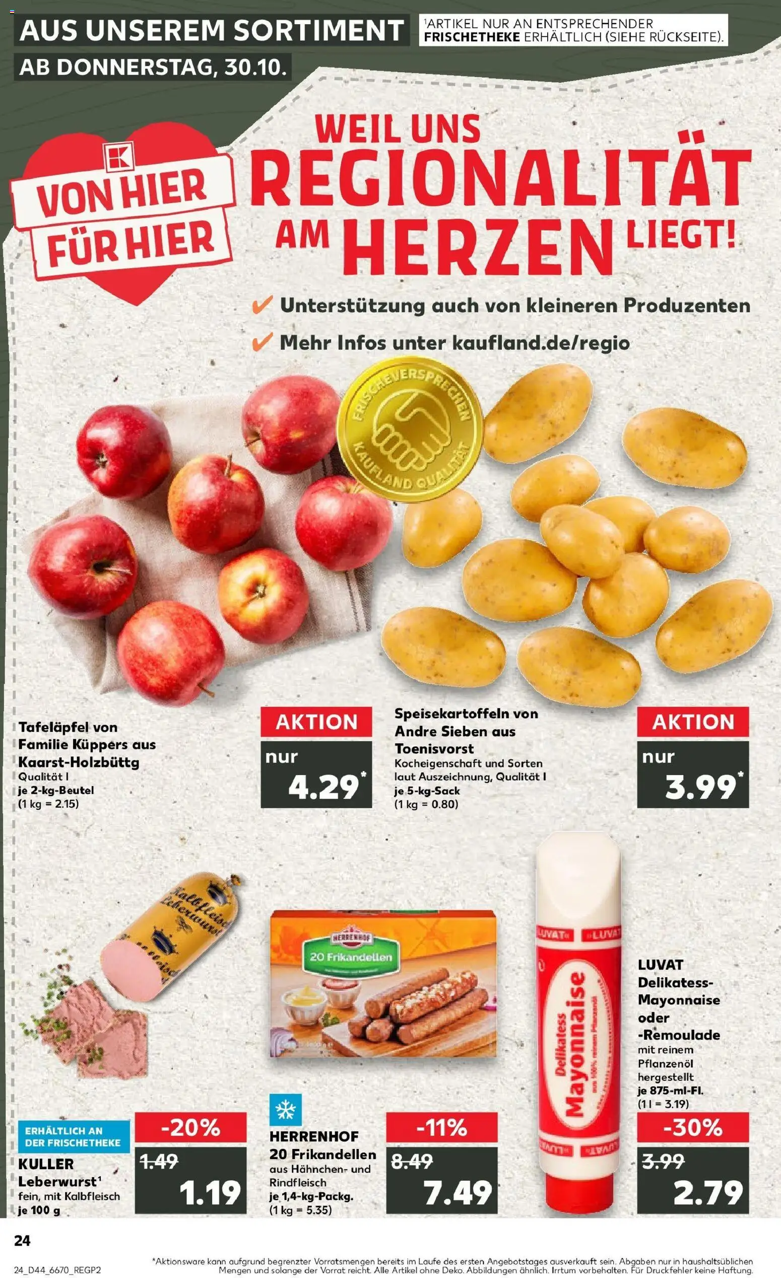 Kaufland prospekt Düsseldorf	 – gültig ab 30.10.2025 | Seite: 24 | Produkte: Hahnchen, Mayonnaise, Rindfleisch