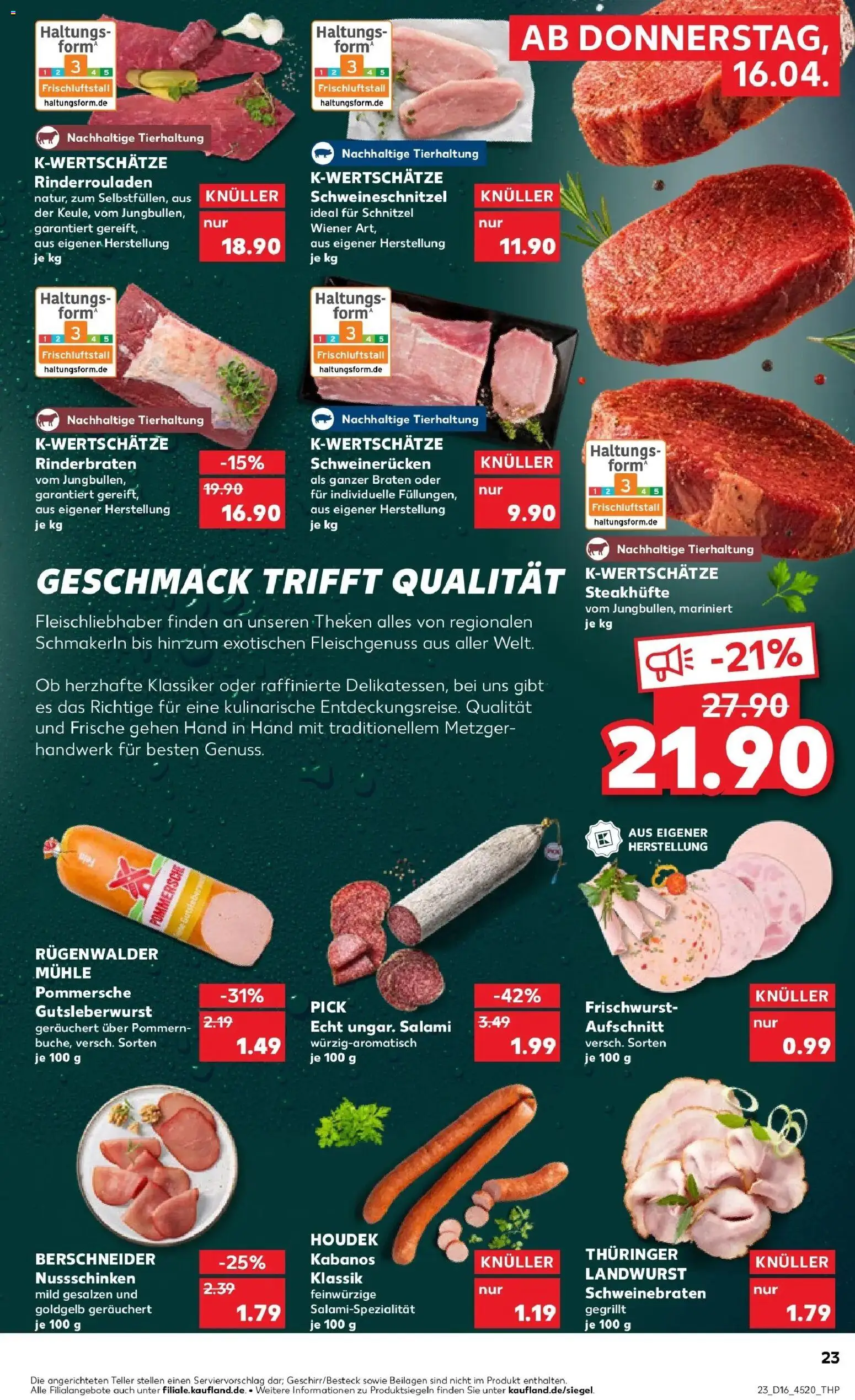 Kaufland Prospekt Bremerhaven	 – gültig ab 16.04.2026 | Seite: 23 | Produkte: Rinderrouladen, Rinderbraten, Mühle, Schnitzel