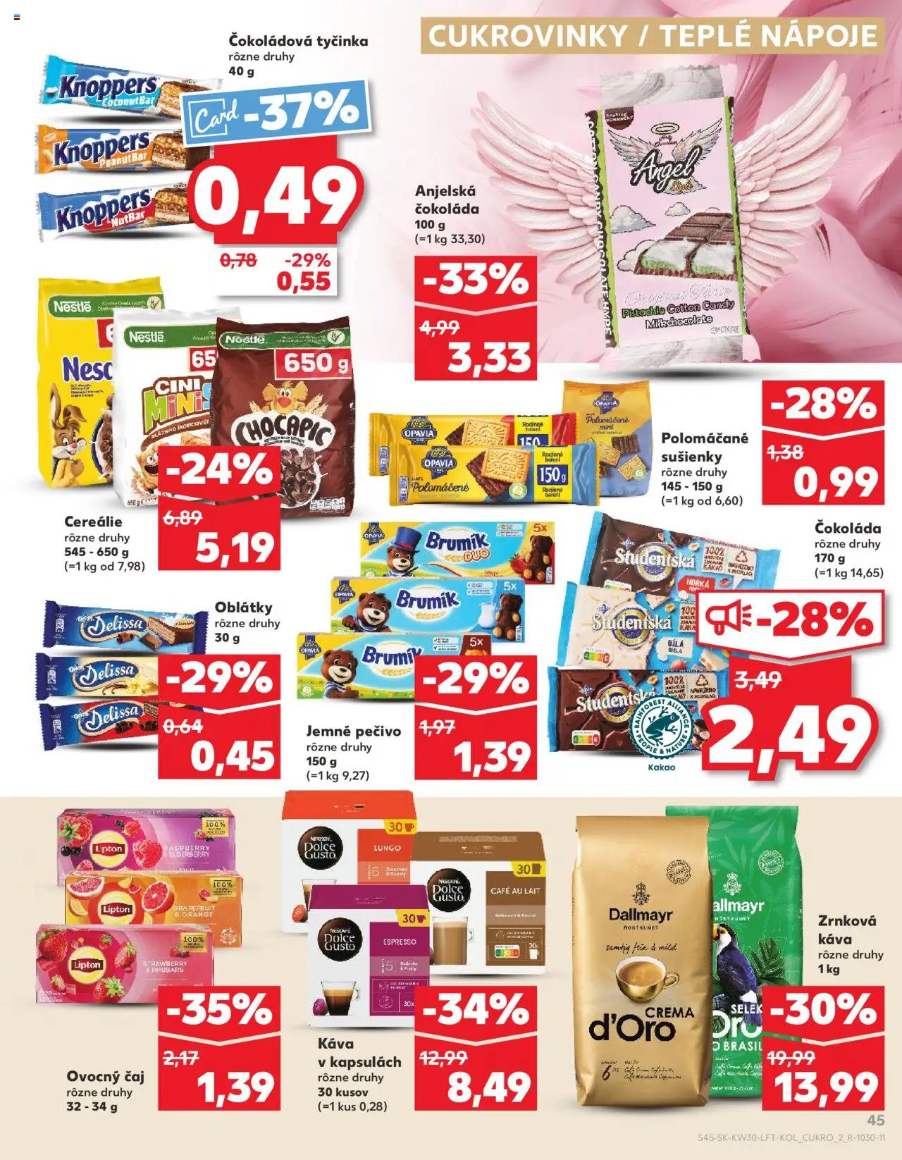Kaufland Žilina │ platný od 24.07.2025 | Strana: 45 | Produkty: Dolce Gusto, Čaj, Čokoláda, Cereálie