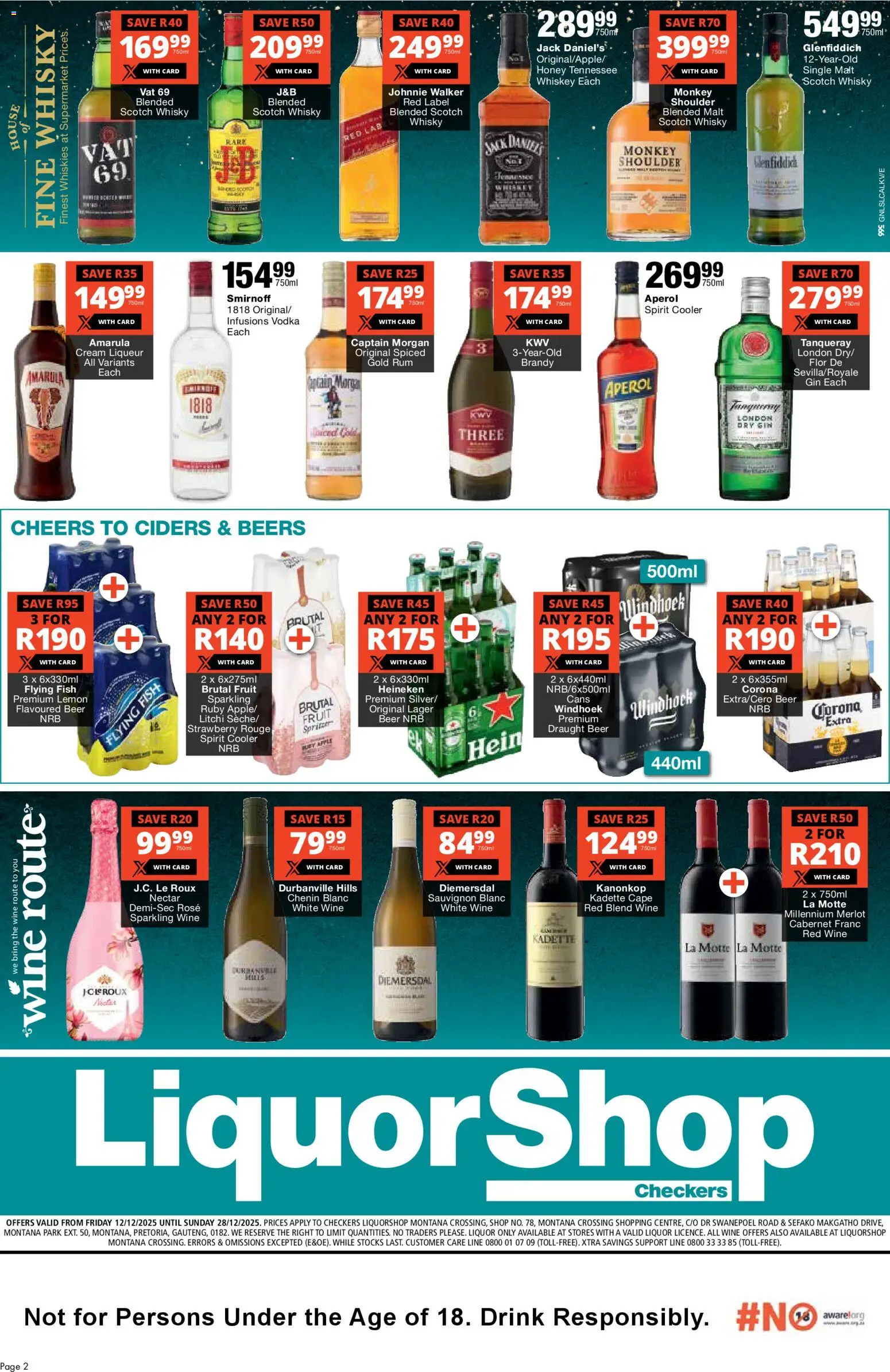 New Checkers catalogue – valid from 12.12.2025 | Page: 2 | Products: Rum, Cooler, Vodka, Lemon