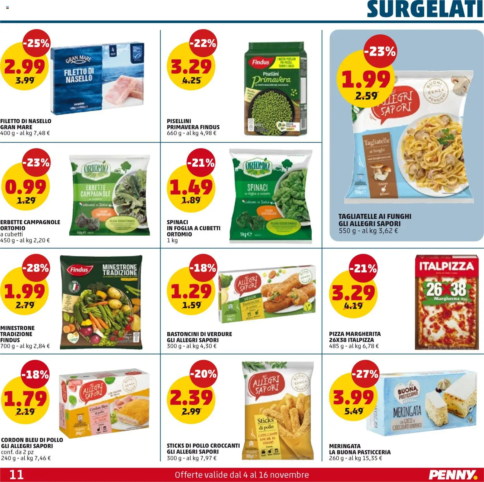 Volantino PENNY del 04.11.2025 | Pagina: 11 | Prodotti: Minestrone, Pizza, Verdure, Funghi