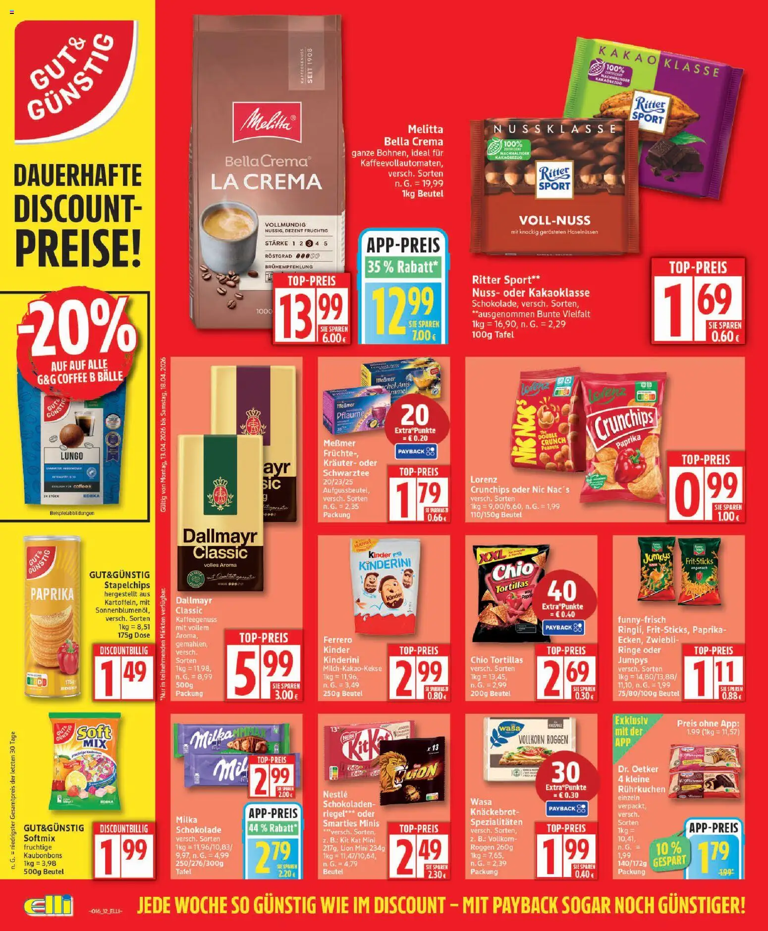 Elli Markt Prospekt Schloß Holte – gültig ab 13.04.2026 | Seite: 12 | Produkte: Melitta, Ritter sport, Lorenz crunchips, Chio tortillas
